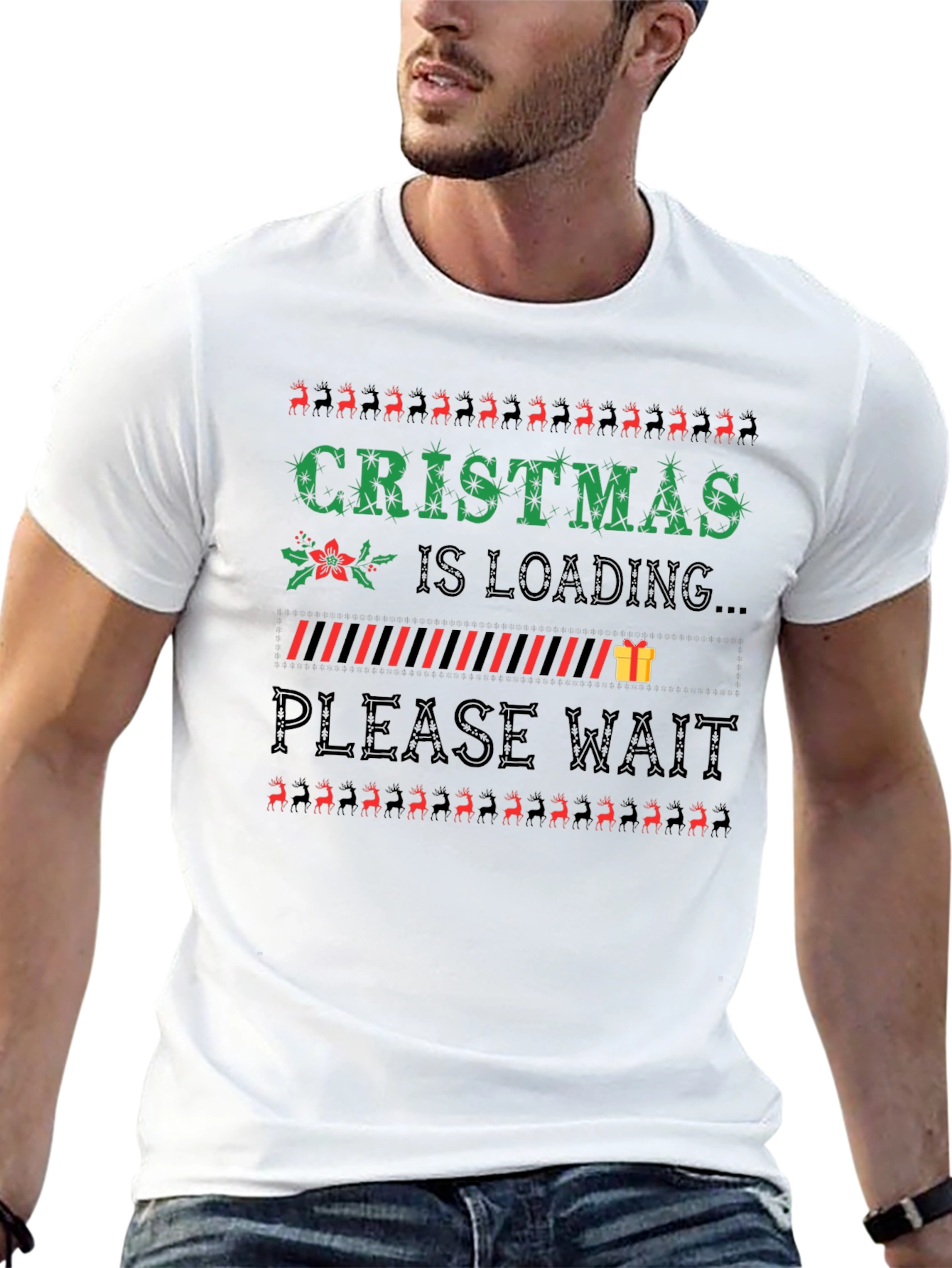 Christmas Is Loading Black Graphic Tee
