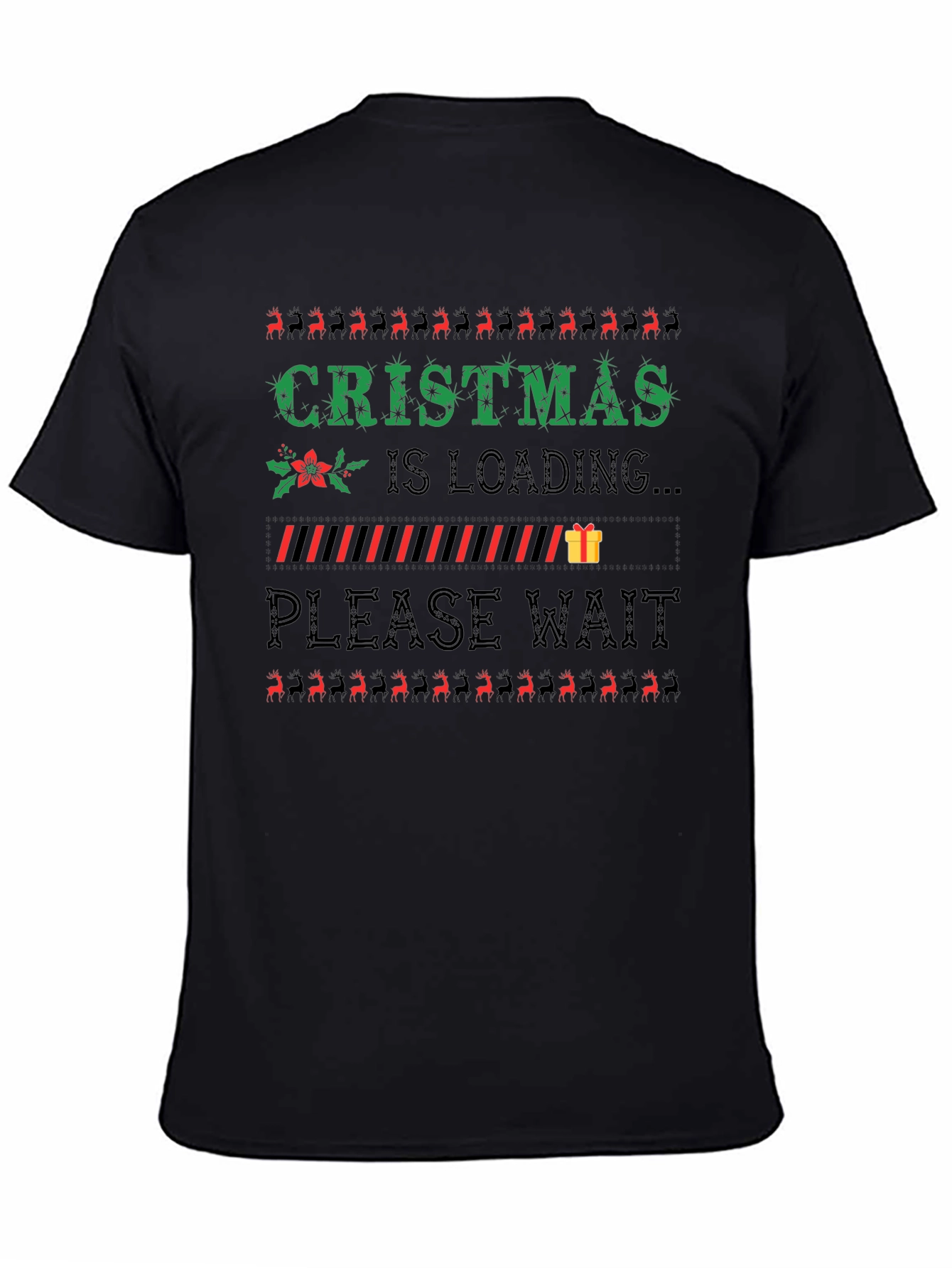Christmas Is Loading Black Graphic Tee
