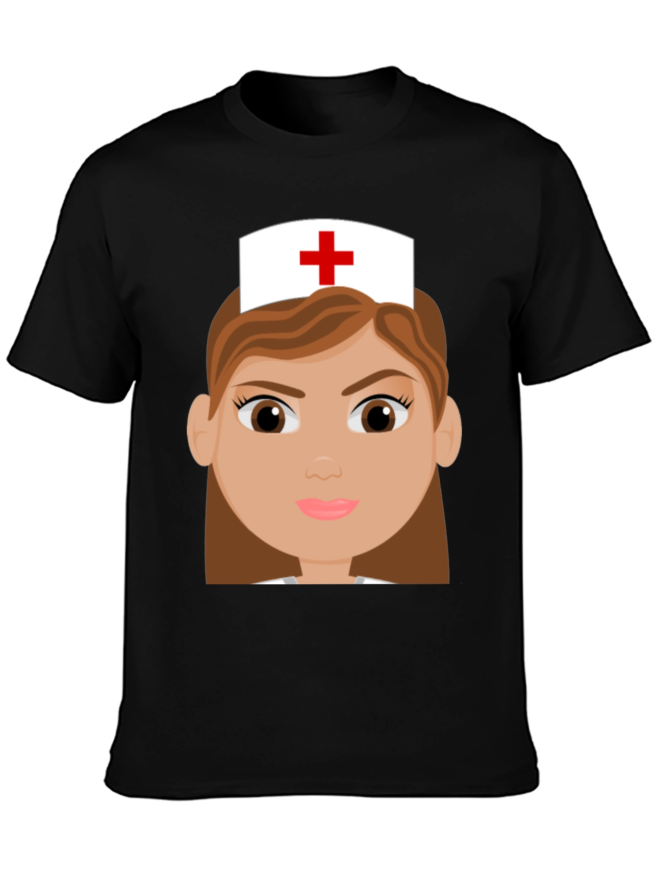 Cartoon Nurse Graphic Tee - Black T-Shirt