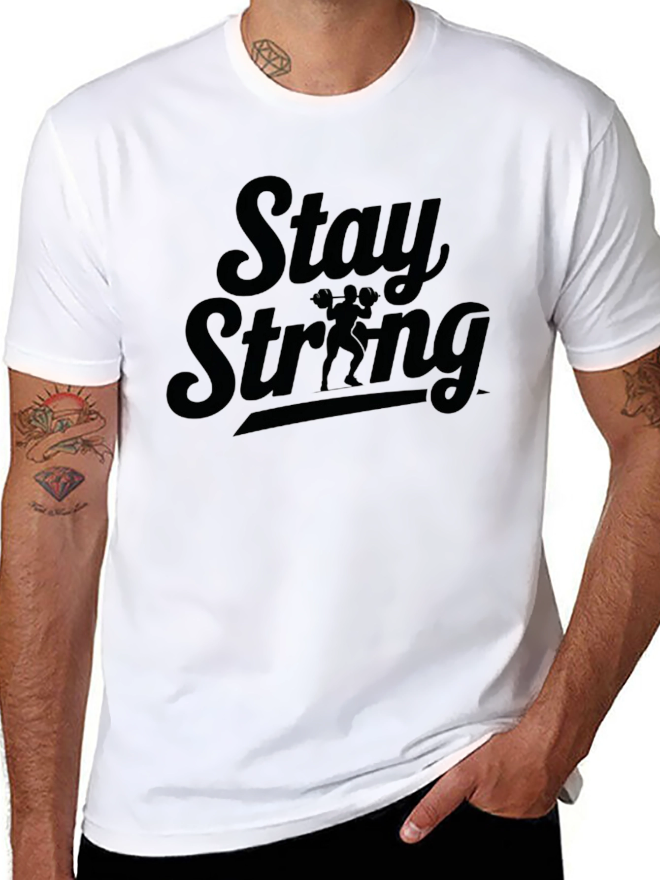Stay Strong Black Graphic Tee for Men