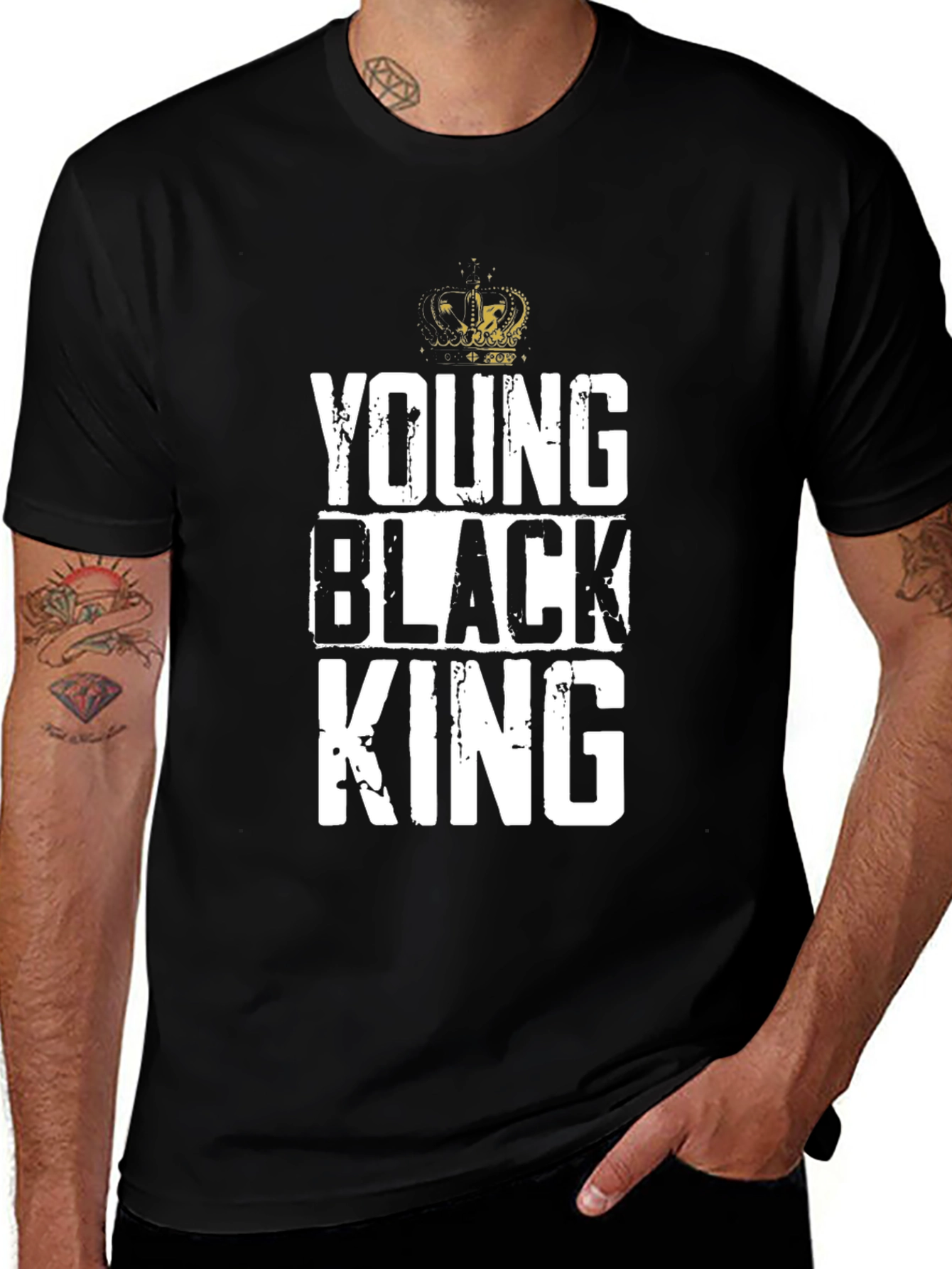 Young Black King Graphic Tee - Black Cotton