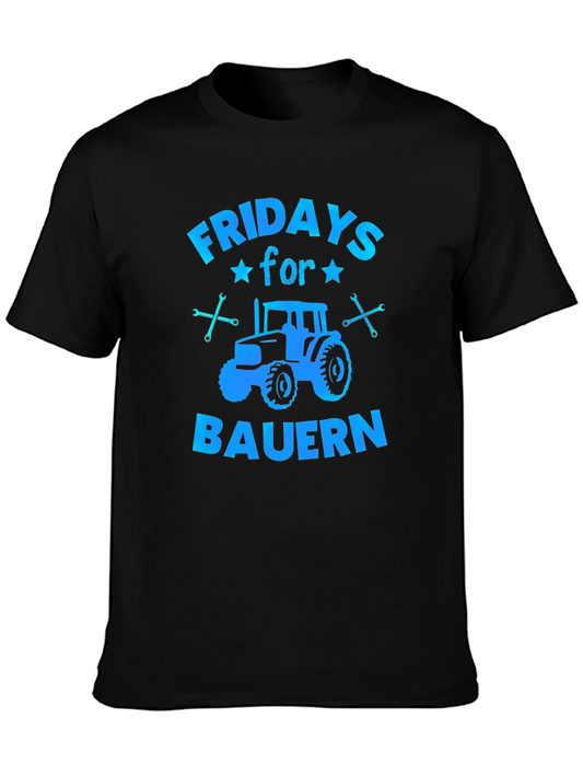Fridays for Bauern Tractor Graphic Tee - Black Cotton