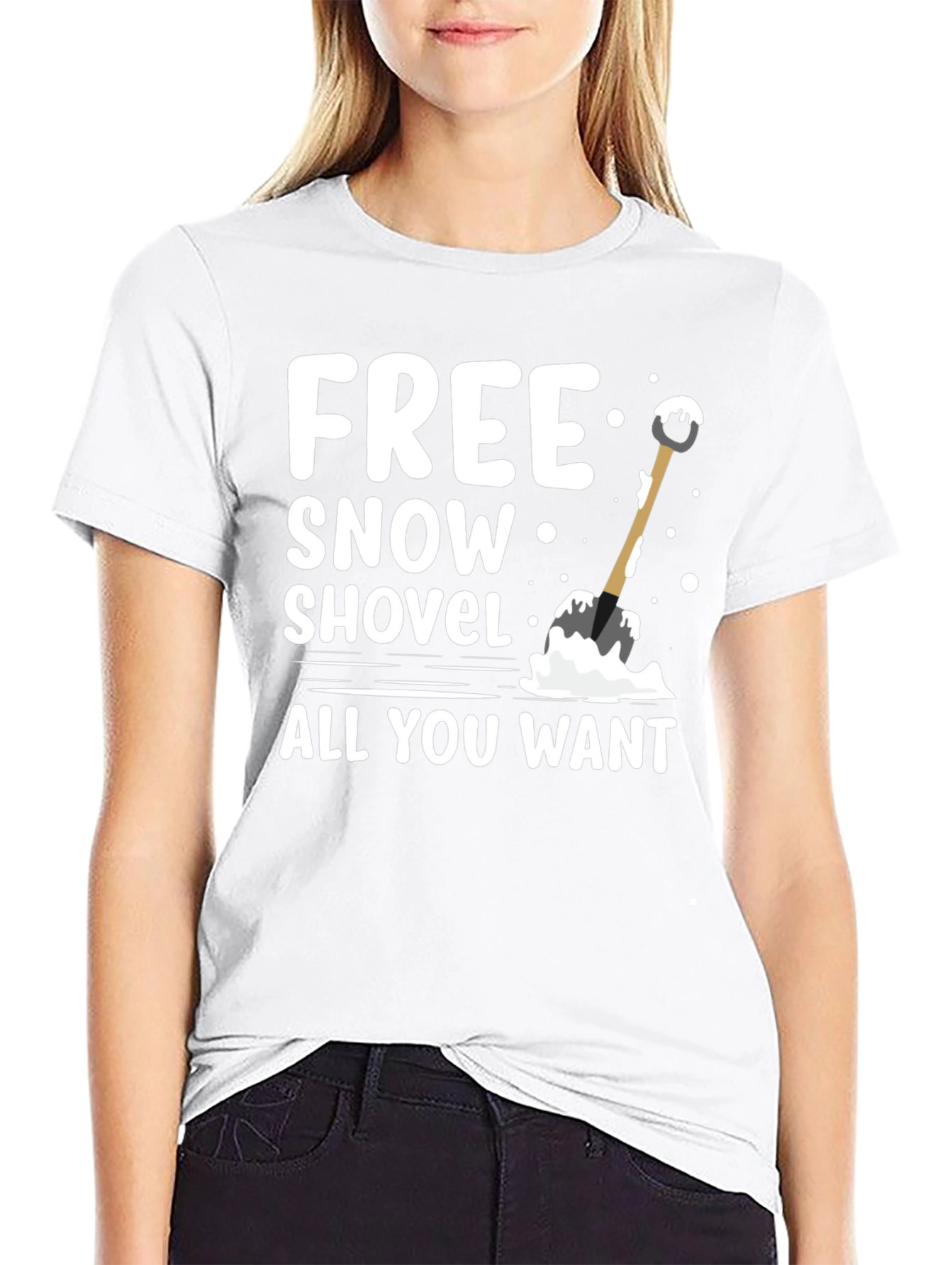 Free Snow Shovel T-Shirt - Winter Fun Graphic Tee