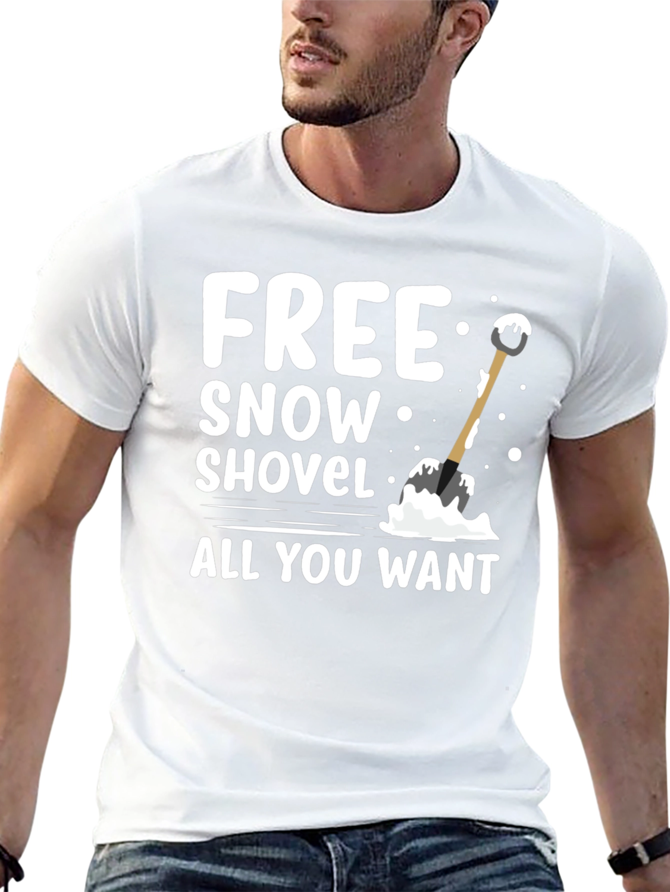 Free Snow Shovel T-Shirt - Winter Fun Graphic Tee