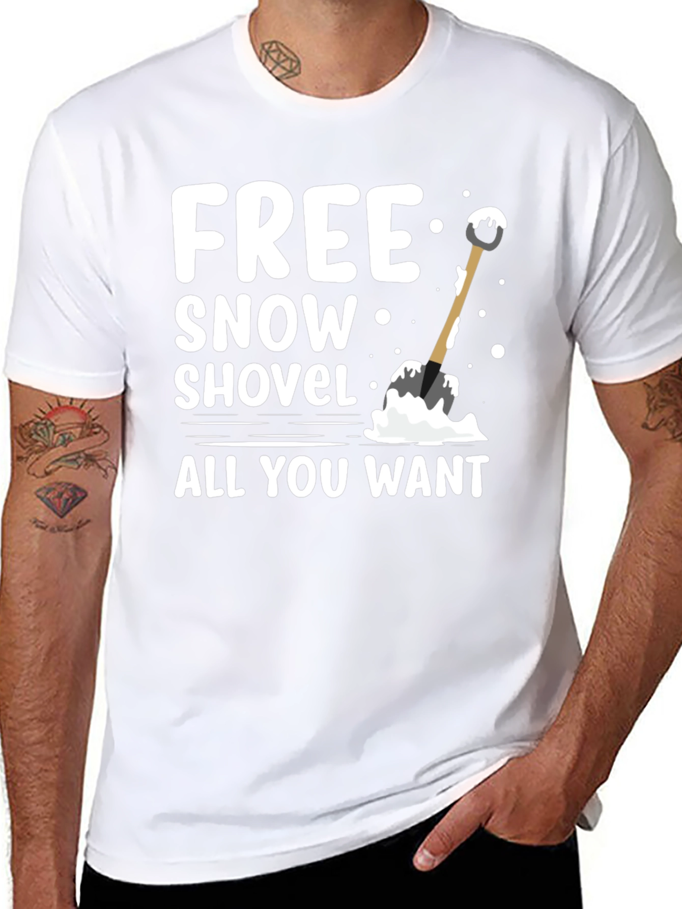 Free Snow Shovel T-Shirt - Winter Fun Graphic Tee