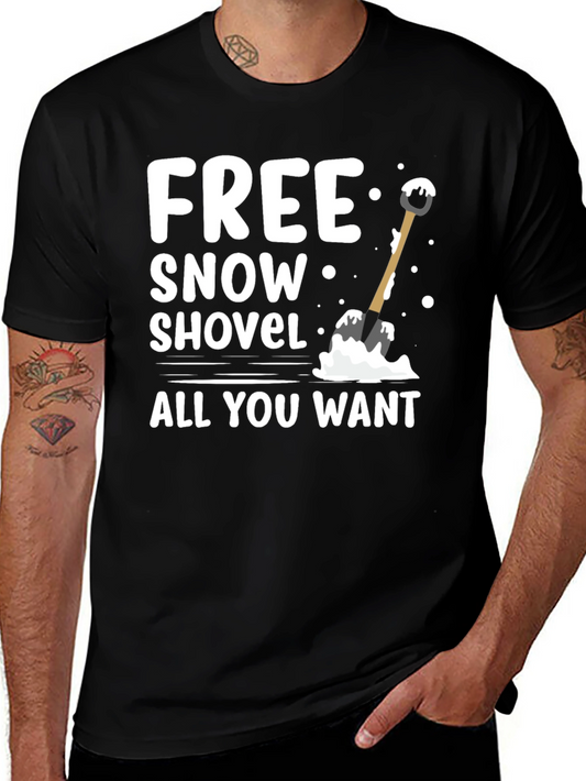 Free Snow Shovel T-Shirt - Winter Fun Graphic Tee