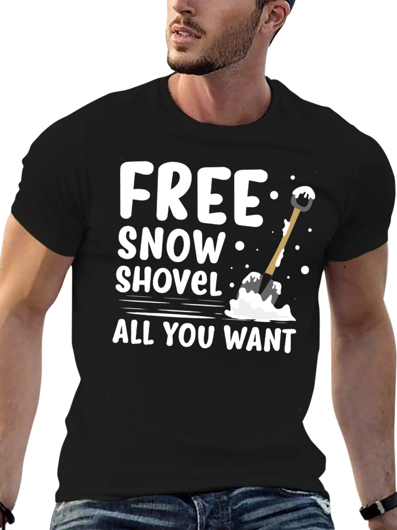 Free Snow Shovel T-Shirt - Winter Fun Graphic Tee