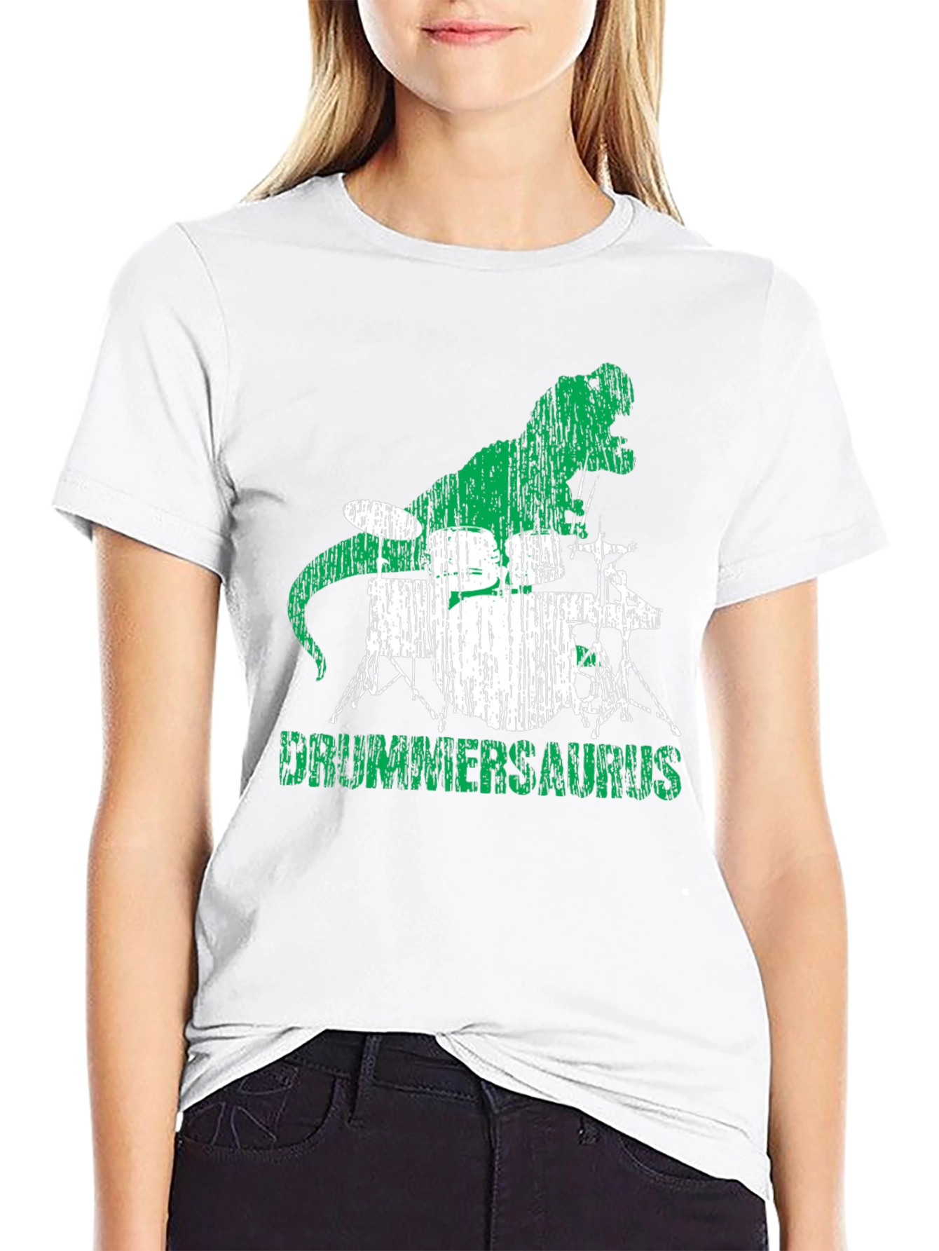 Drummersaurus T-Shirt - Rocking Dino Drummer Tee