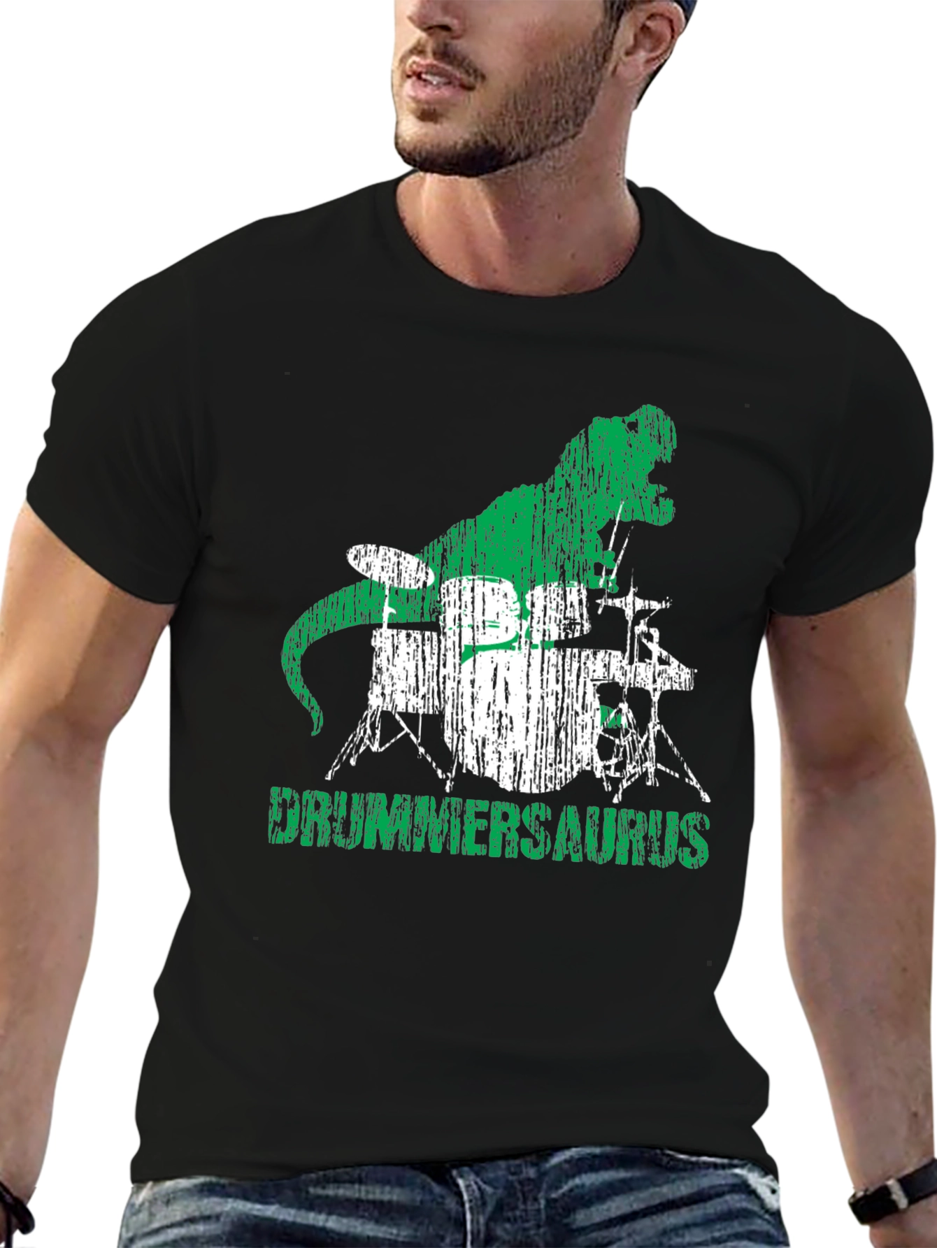 Drummersaurus T-Shirt - Rocking Dino Drummer Tee