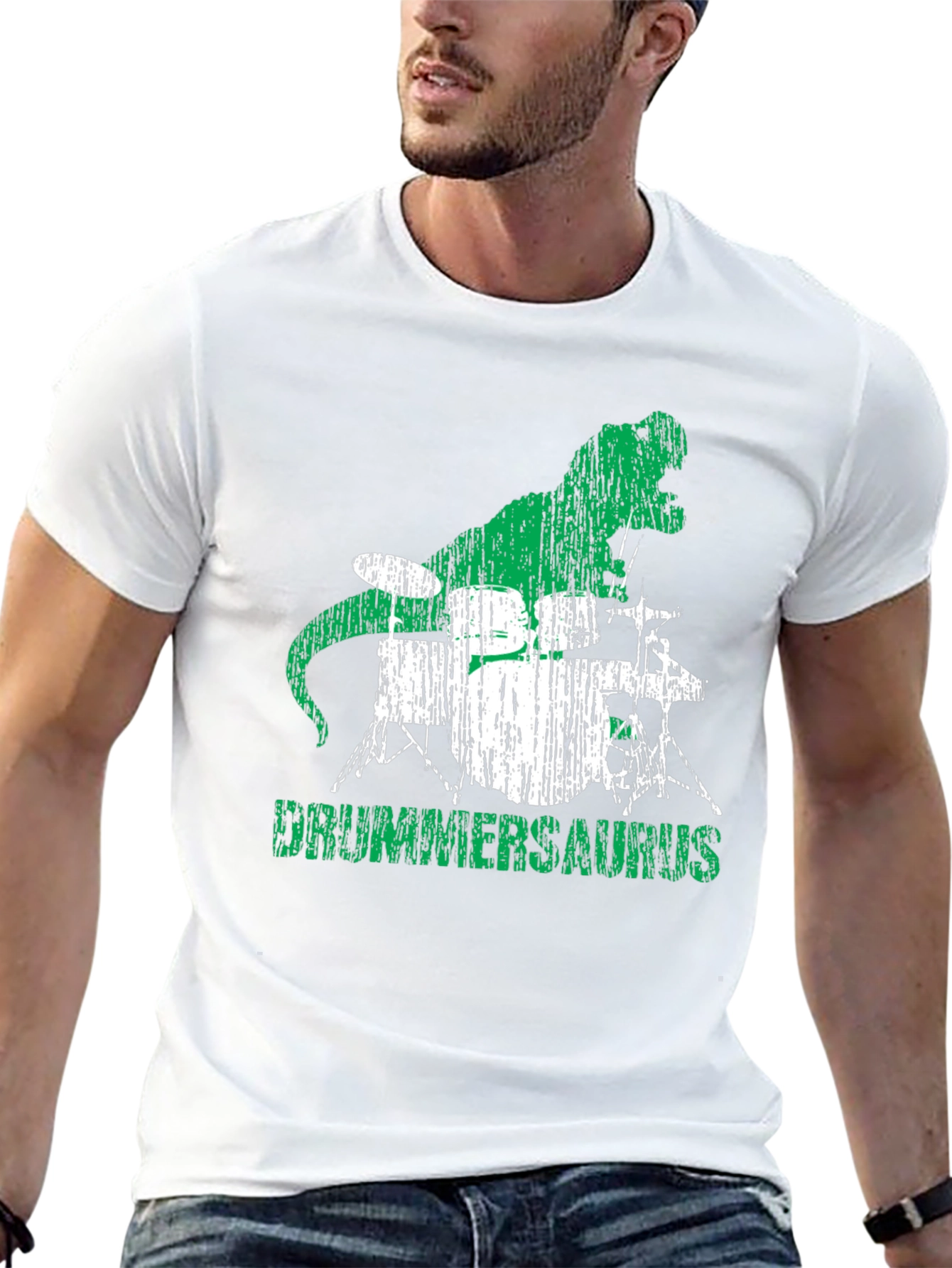 Drummersaurus T-Shirt - Rocking Dino Drummer Tee