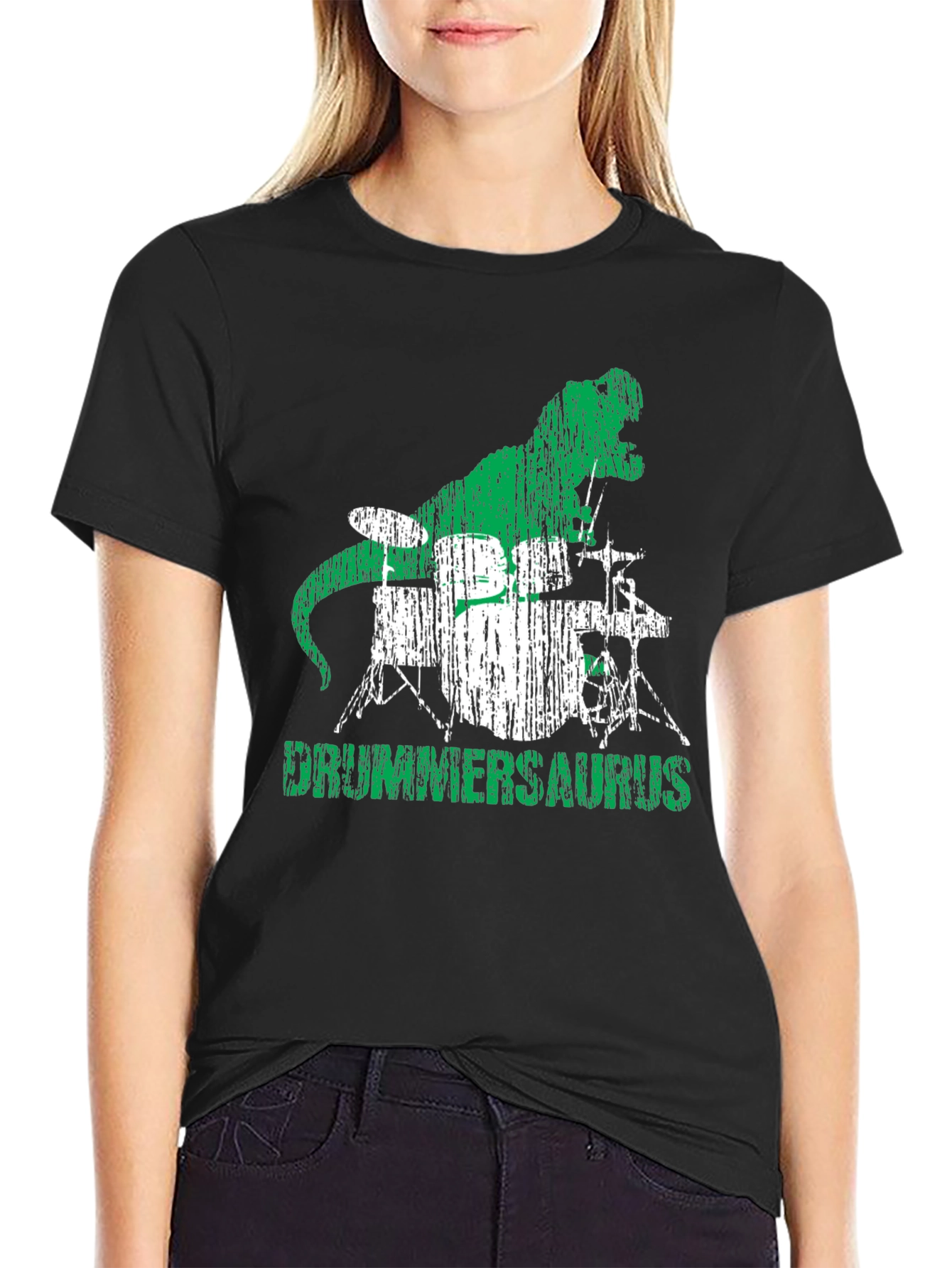 Drummersaurus T-Shirt - Rocking Dino Drummer Tee