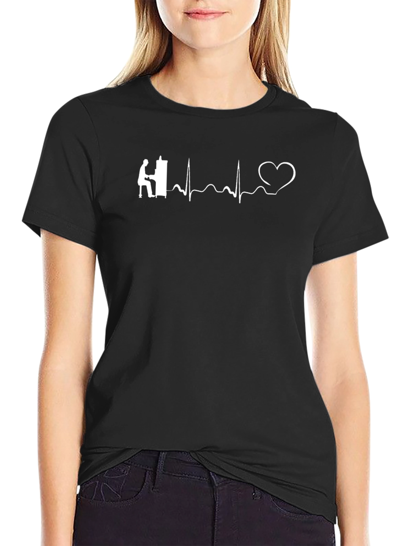 Piano Heartbeat Graphic T-Shirt