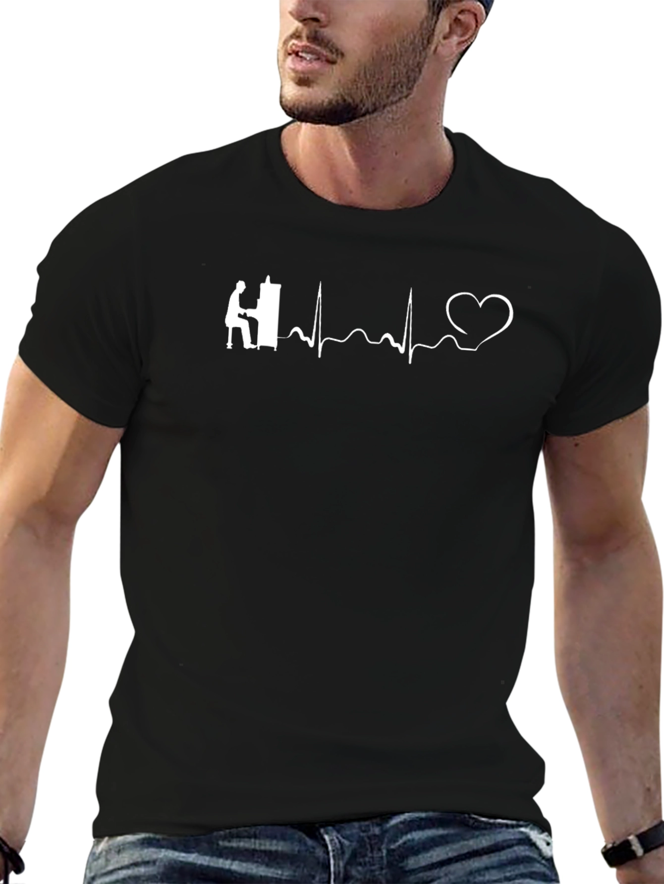 Piano Heartbeat Graphic T-Shirt