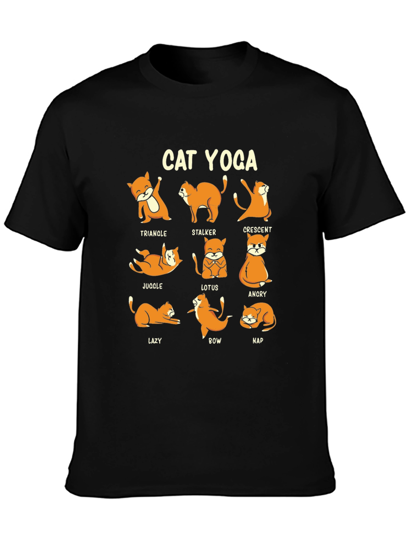 Cat Yoga Poses Graphic Tee - Funny Yoga Shirt