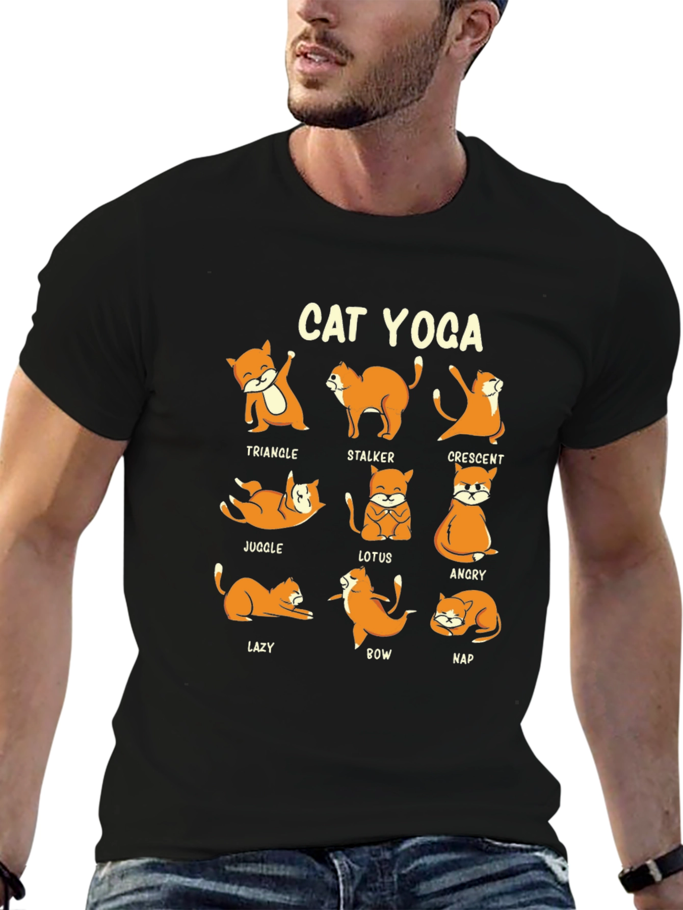 Cat Yoga Poses Graphic Tee - Funny Yoga Shirt