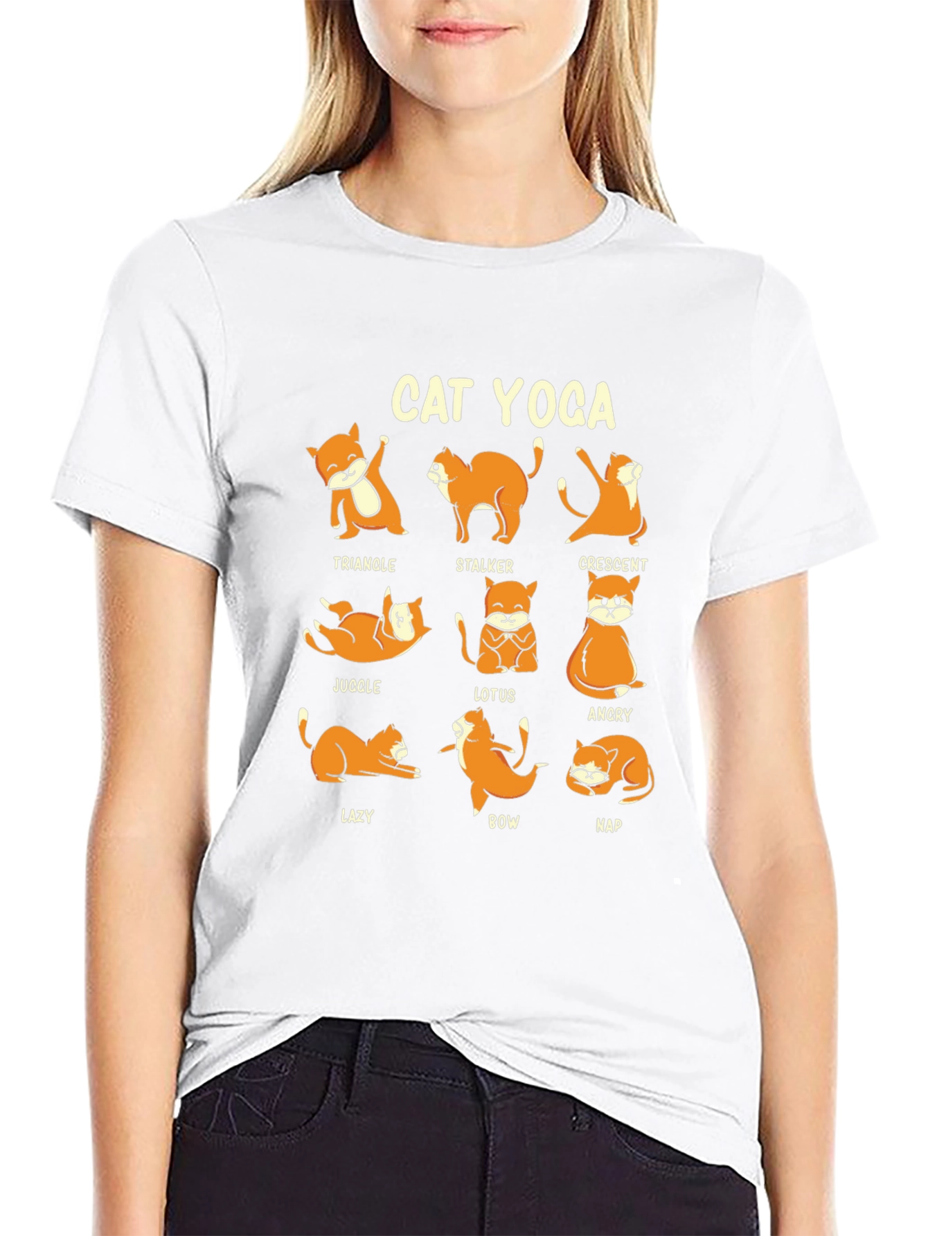 Cat Yoga Poses Graphic Tee - Funny Yoga Shirt
