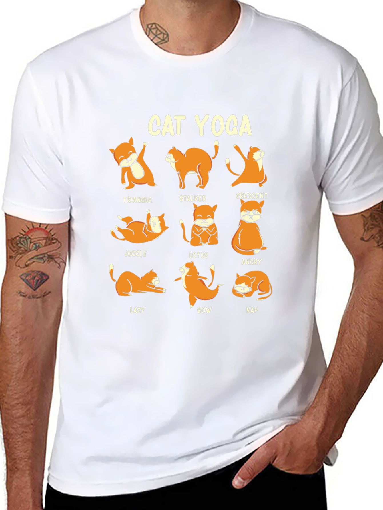Cat Yoga Poses Graphic Tee - Funny Yoga Shirt