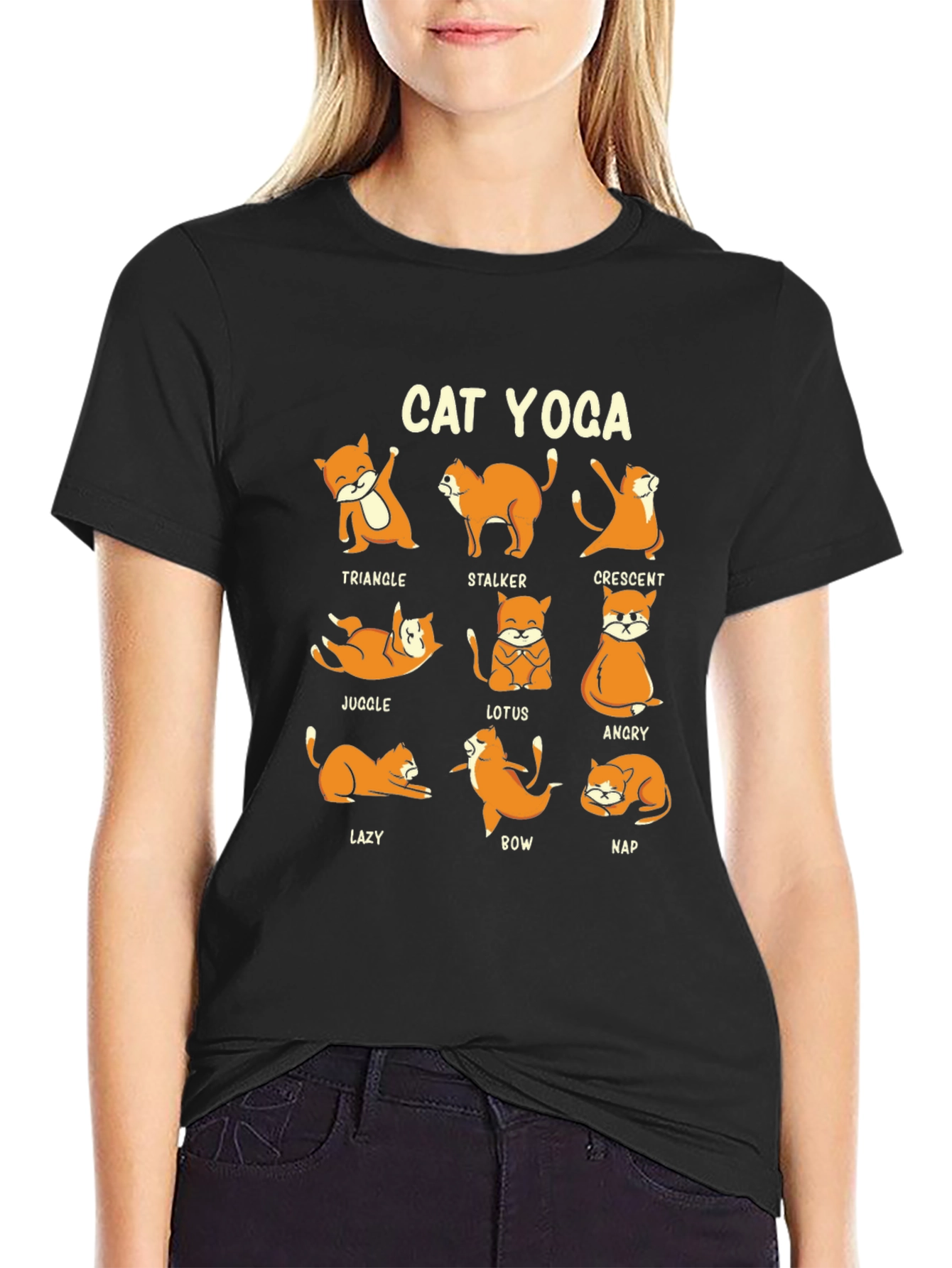 Cat Yoga Poses Graphic Tee - Funny Yoga Shirt