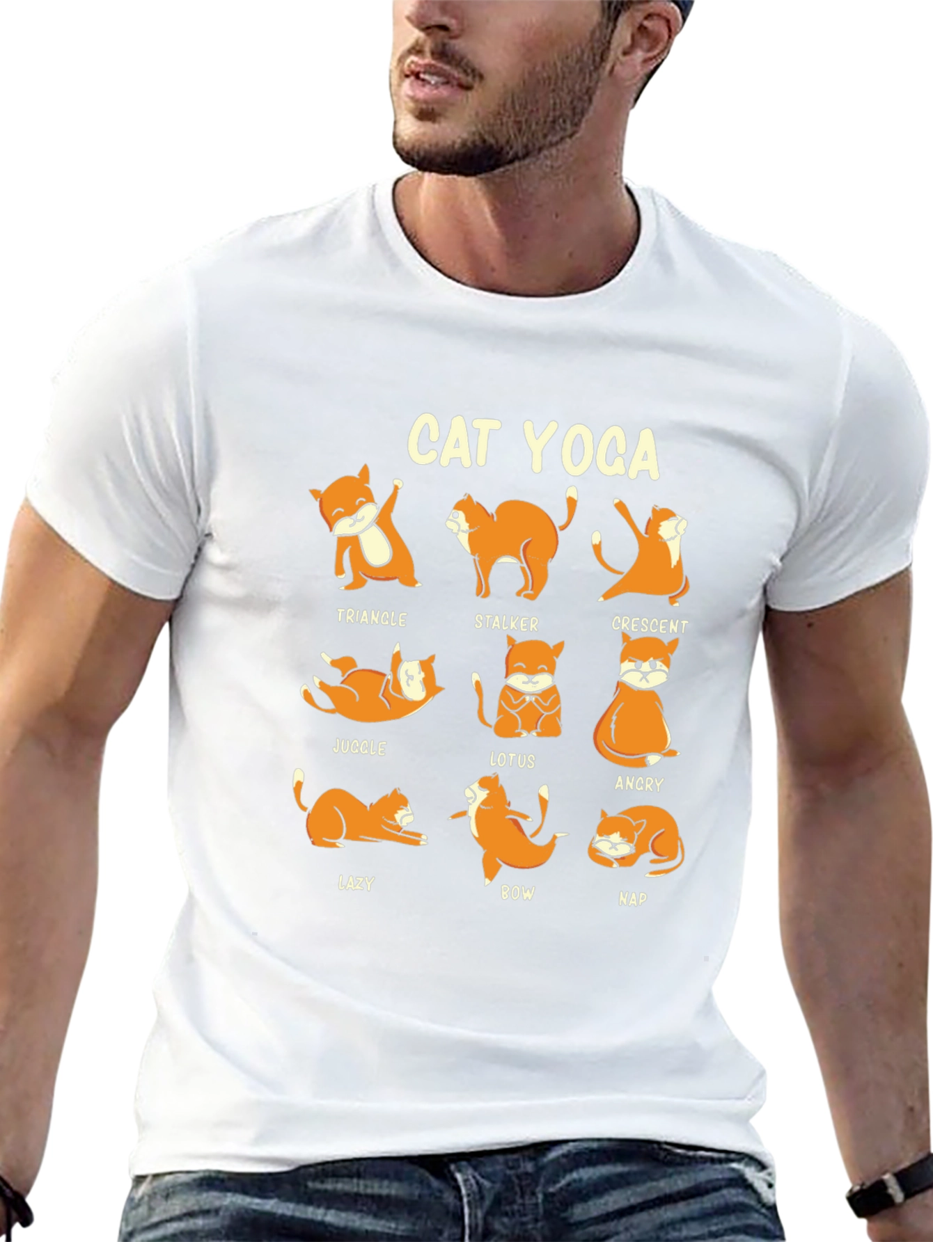 Cat Yoga Poses Graphic Tee - Funny Yoga Shirt
