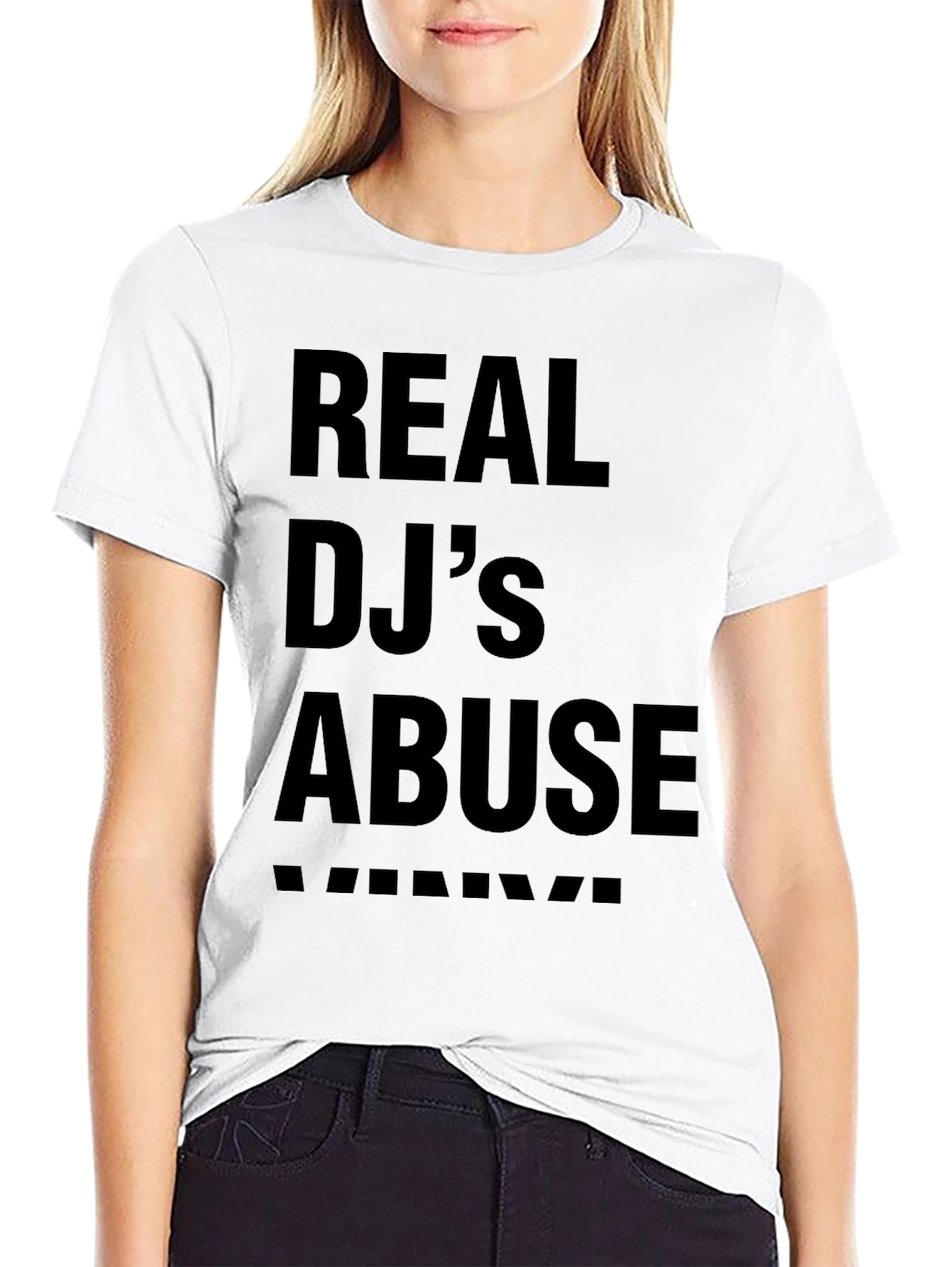 Real DJs Abuse T-Shirt - Black Crew Neck Tee