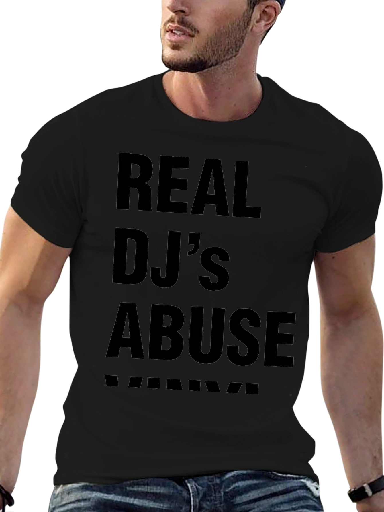Real DJs Abuse T-Shirt - Black Crew Neck Tee