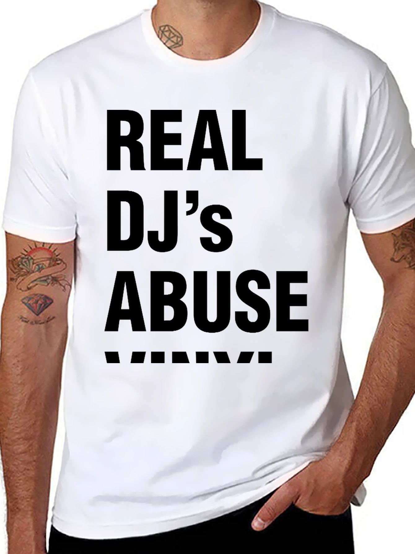 Real DJs Abuse T-Shirt - Black Crew Neck Tee