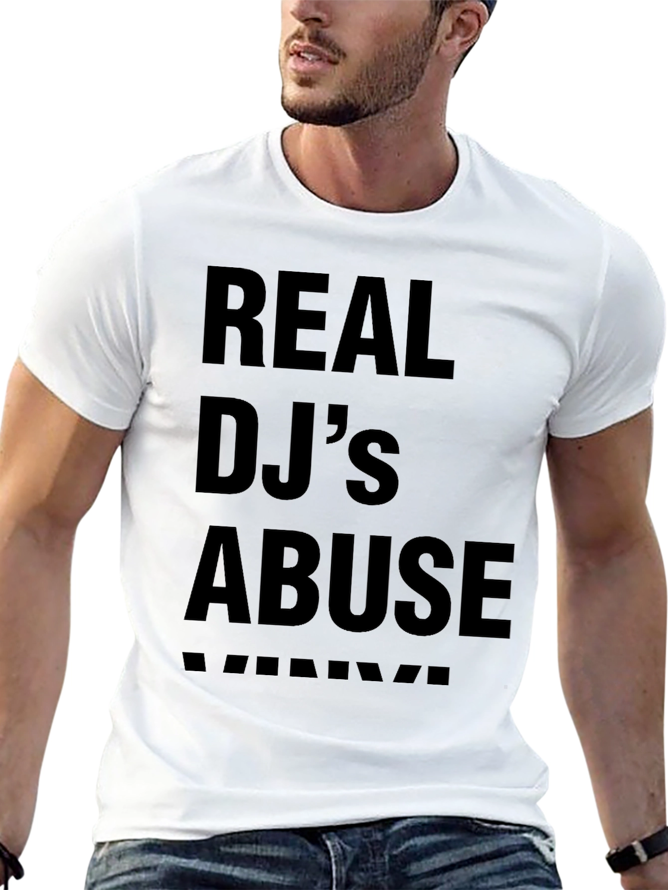 Real DJs Abuse T-Shirt - Black Crew Neck Tee