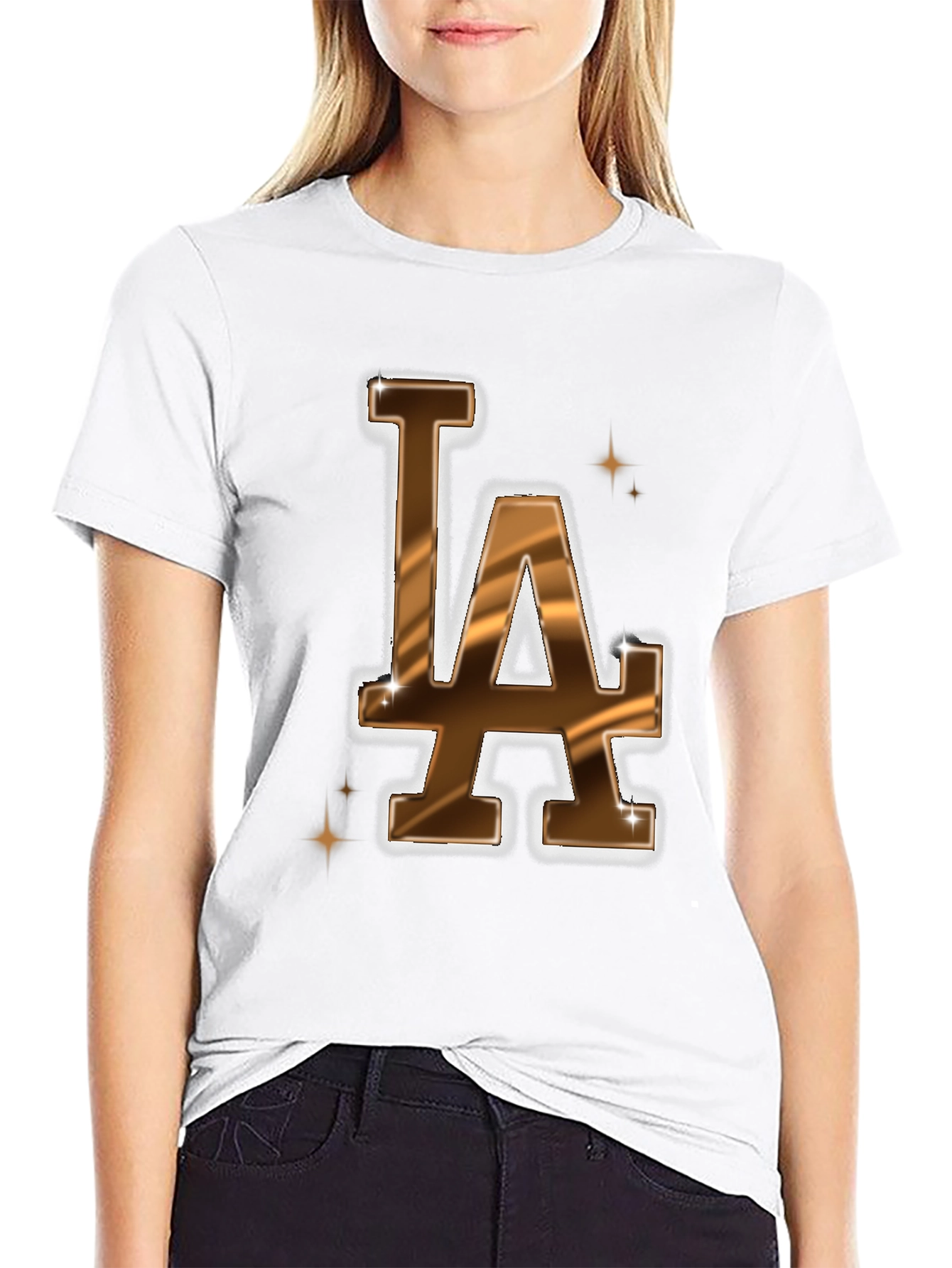 LA Dodgers Inspired Brown & Gold Mens Graphic Tee