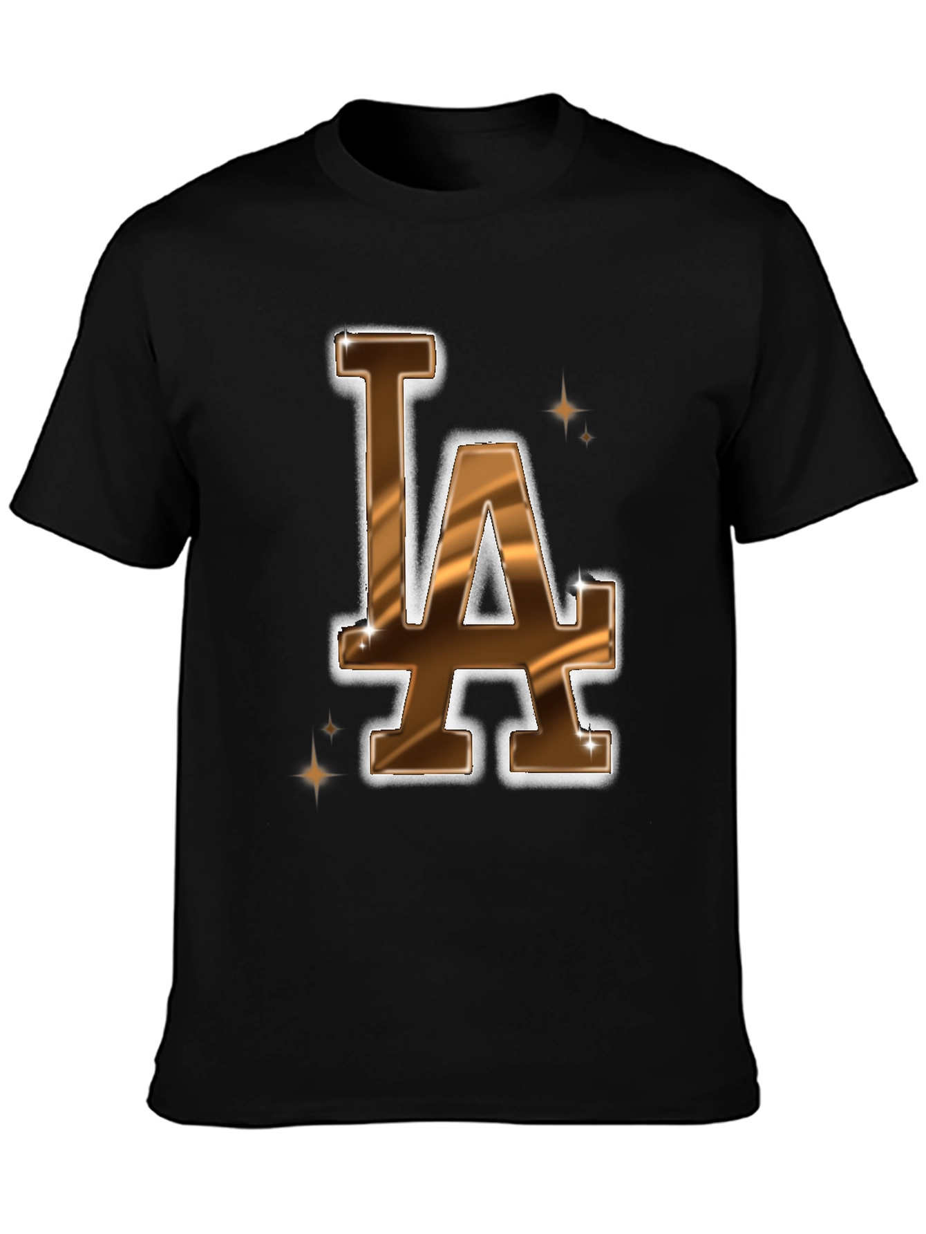 LA Dodgers Inspired Brown & Gold Mens Graphic Tee