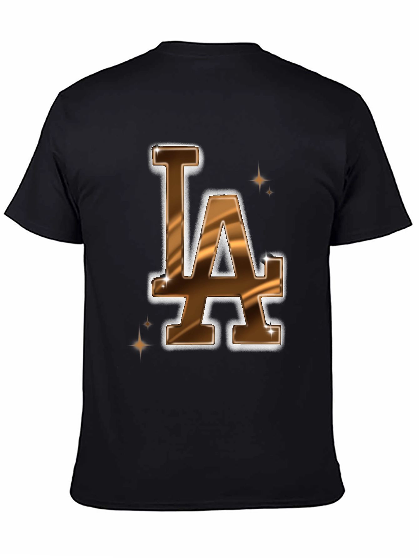 LA Dodgers Inspired Brown & Gold Mens Graphic Tee