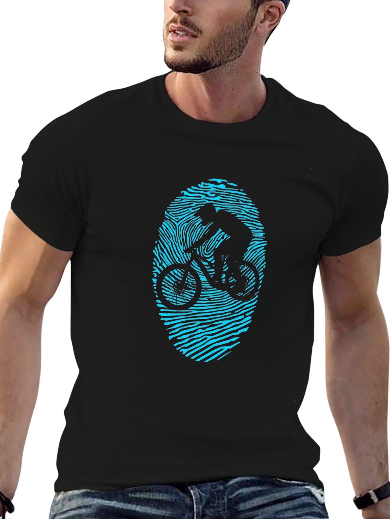 Mountain Bike Fingerprint Graphic T-Shirt