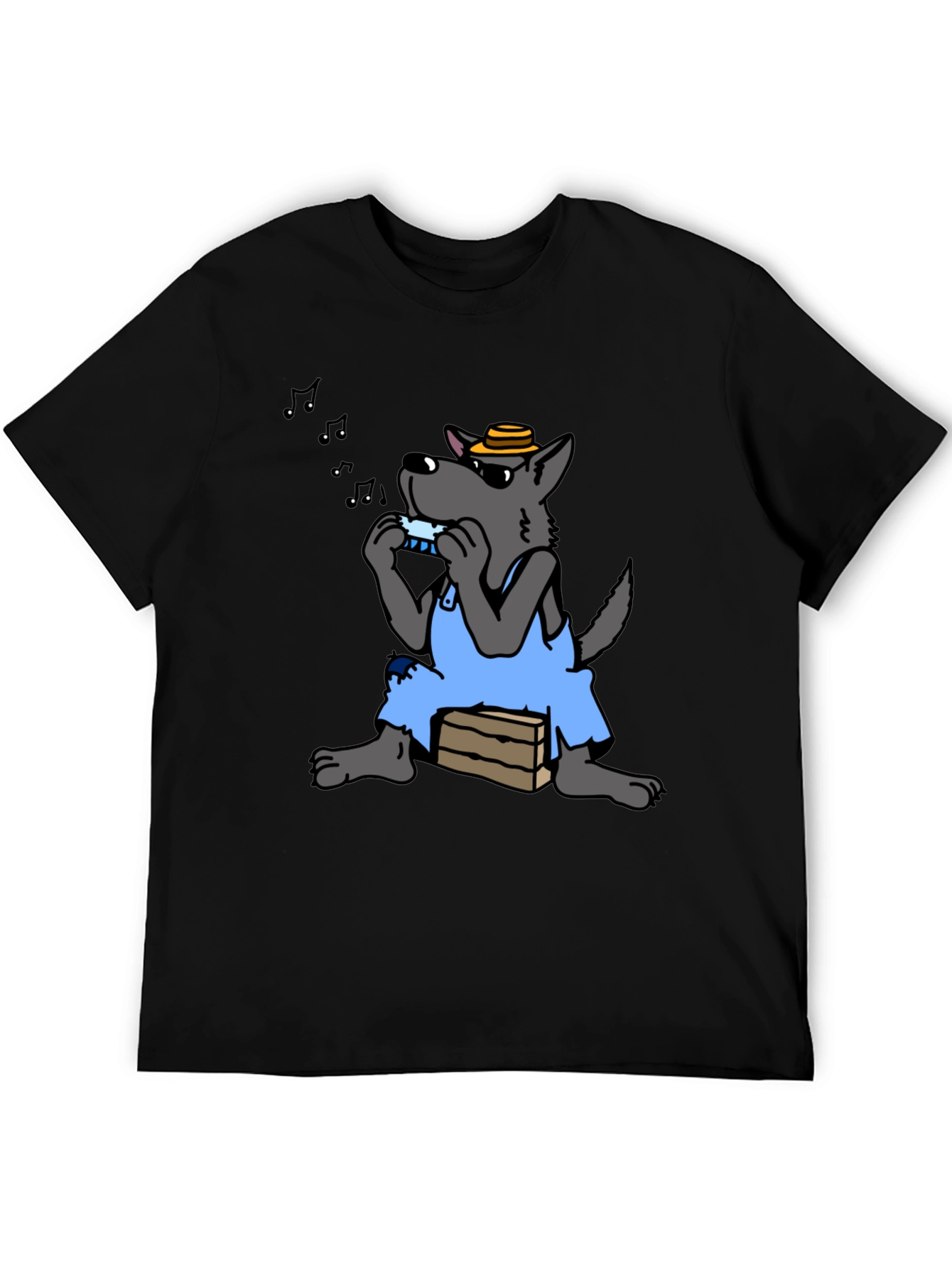 Harmonica Wolf Graphic Tee - Unique Design