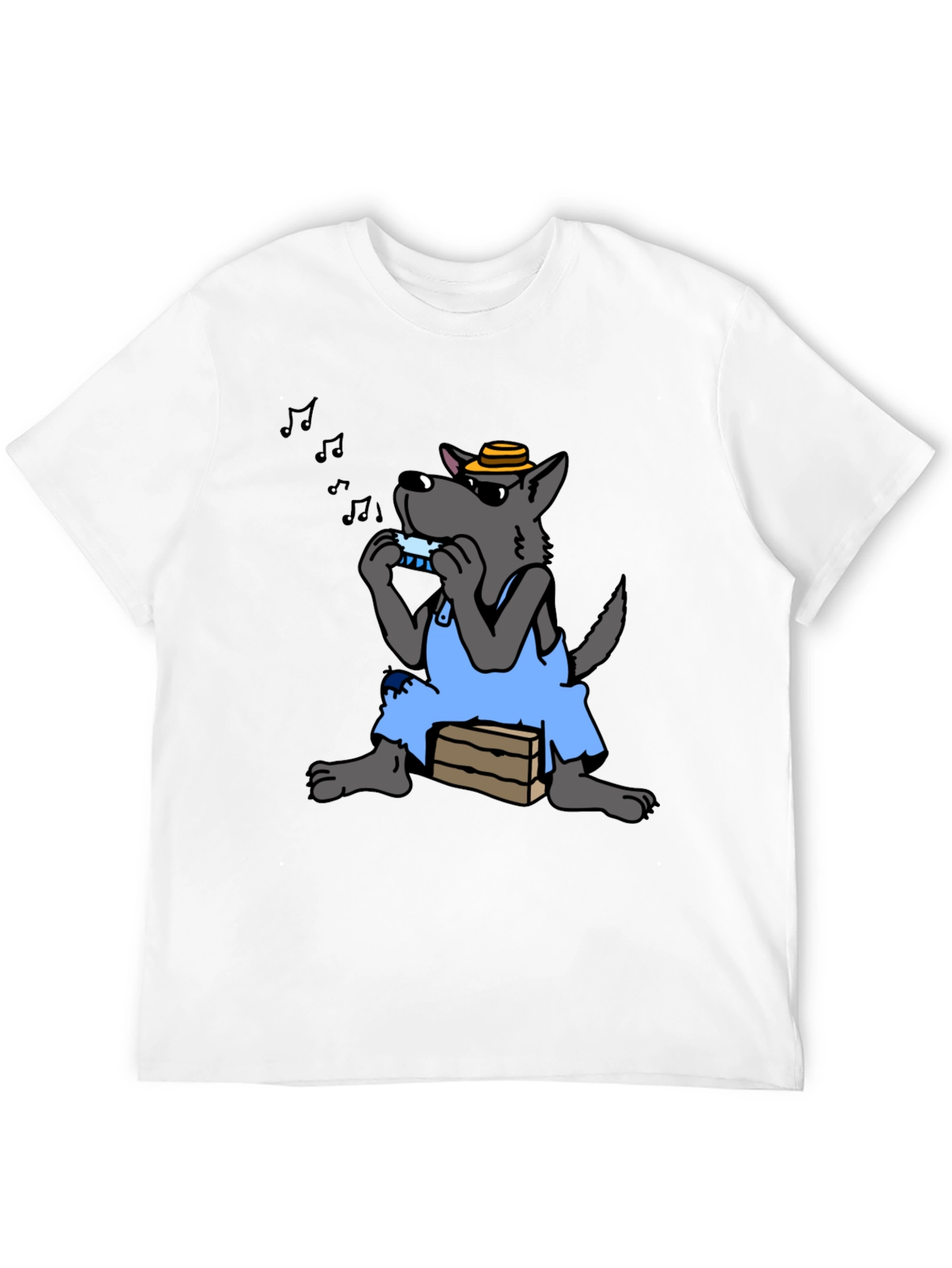 Harmonica Wolf Graphic Tee - Unique Design