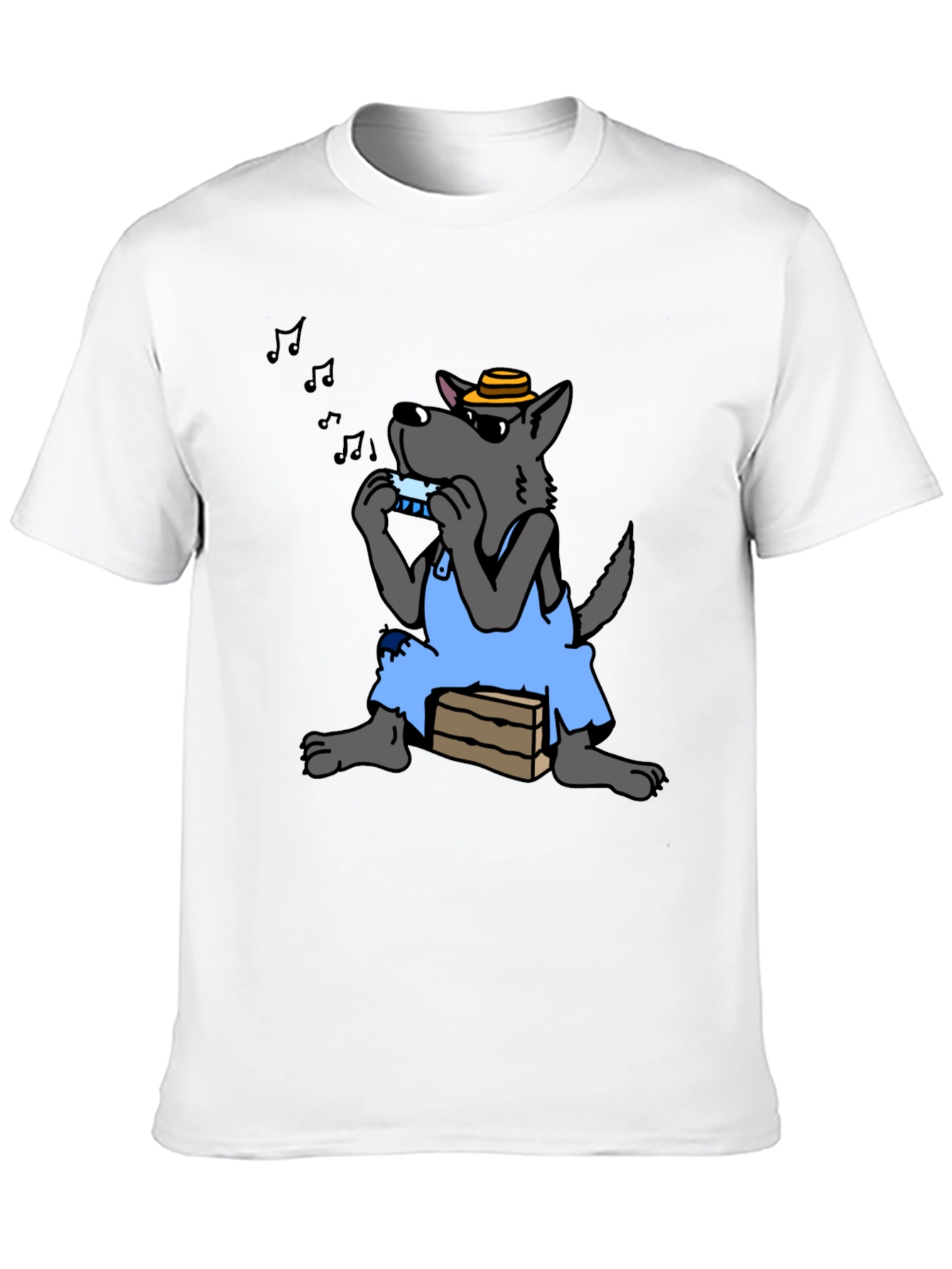 Harmonica Wolf Graphic Tee - Unique Design