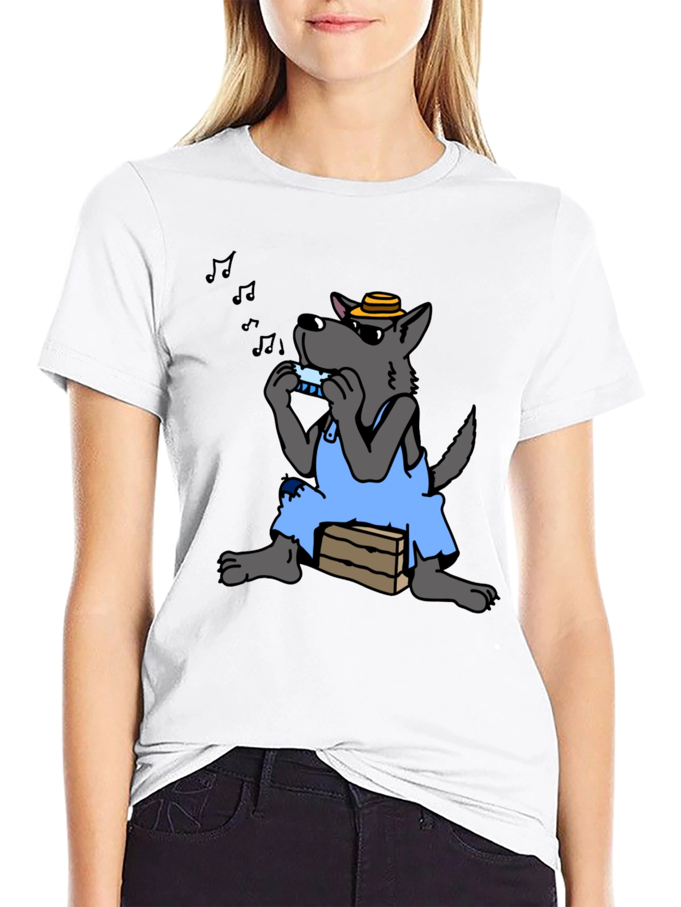 Harmonica Wolf Graphic Tee - Unique Design