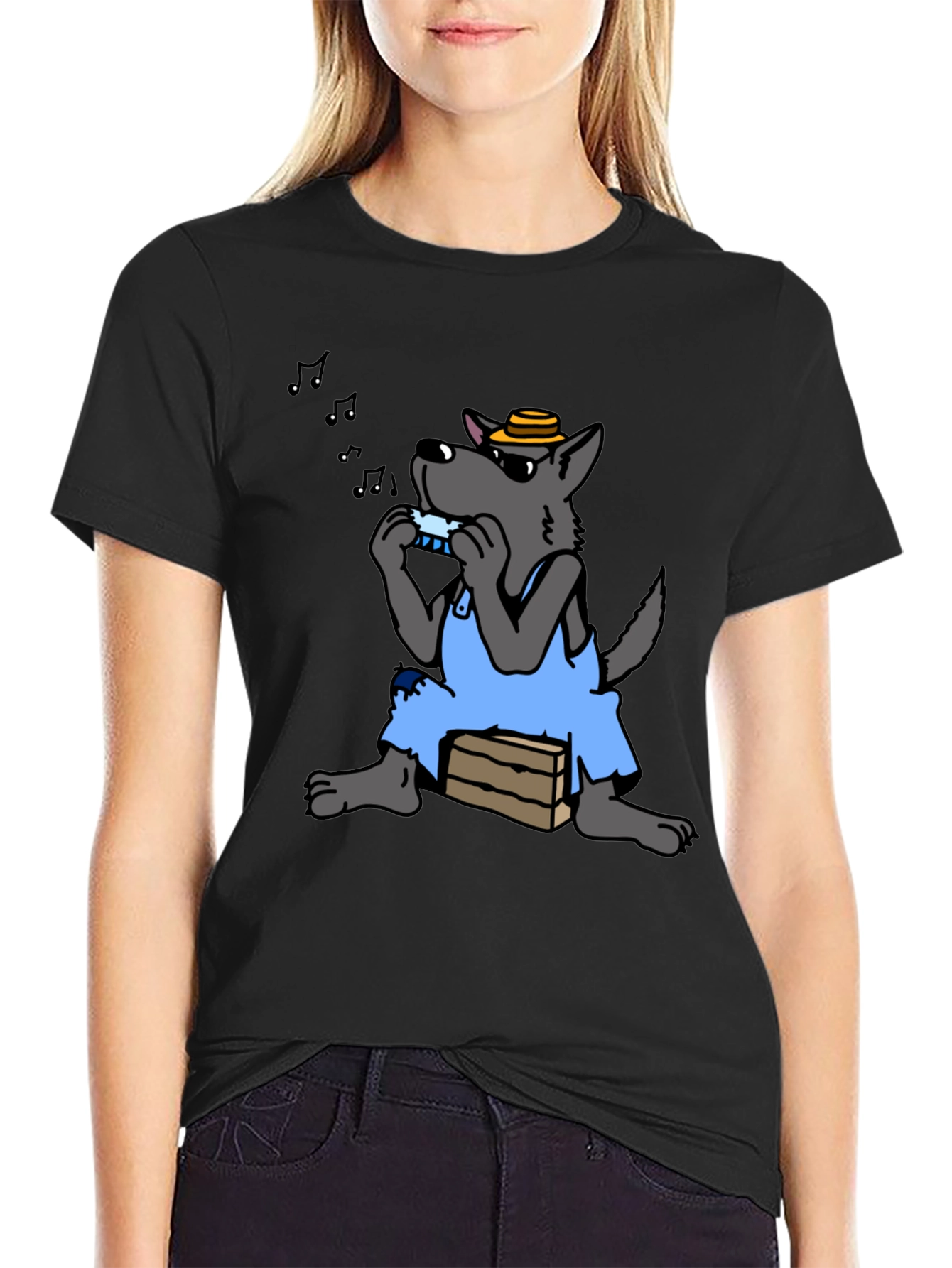 Harmonica Wolf Graphic Tee - Unique Design