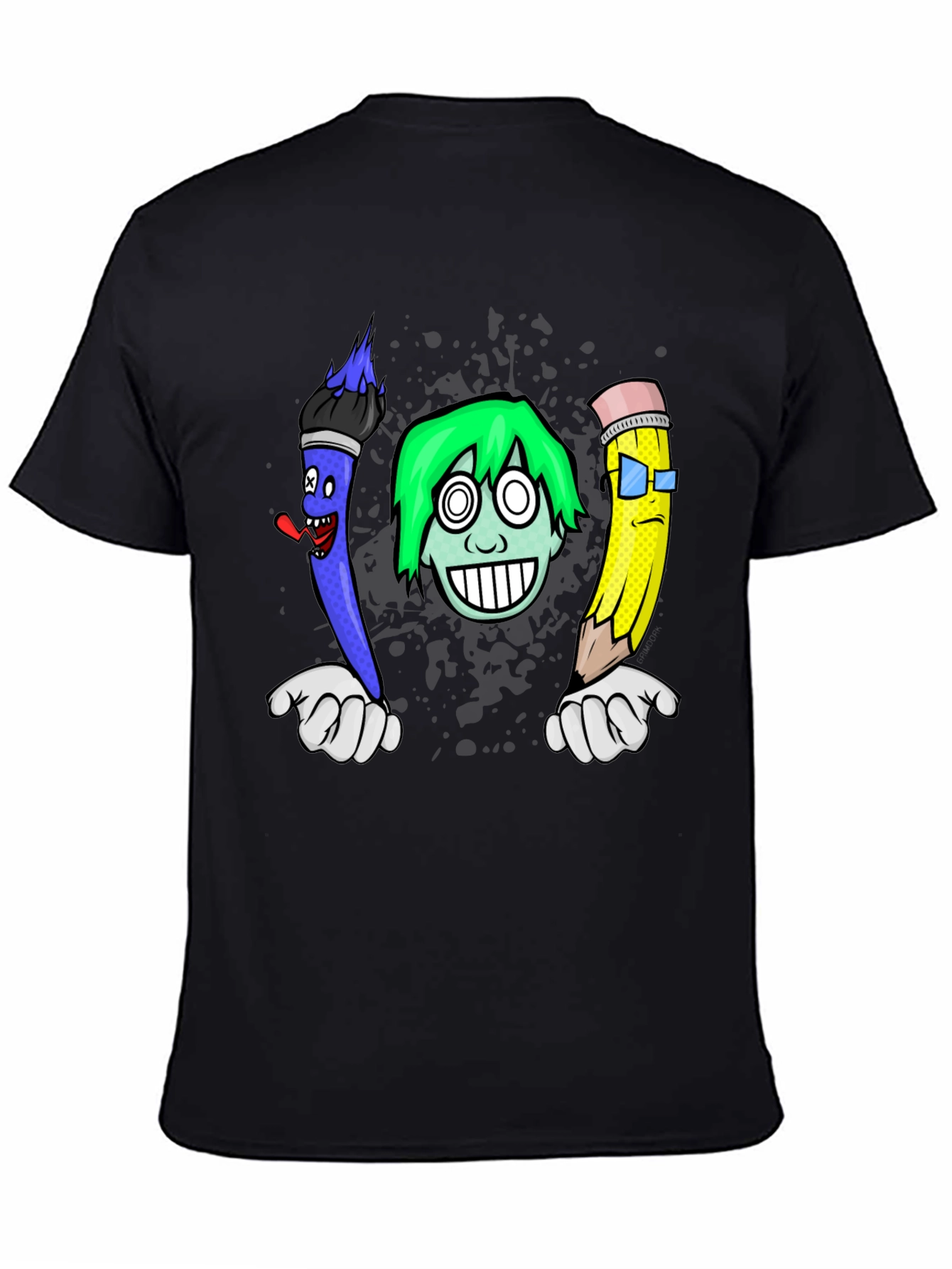 Cartoon Art T-Shirt: Brush Pencil & Character