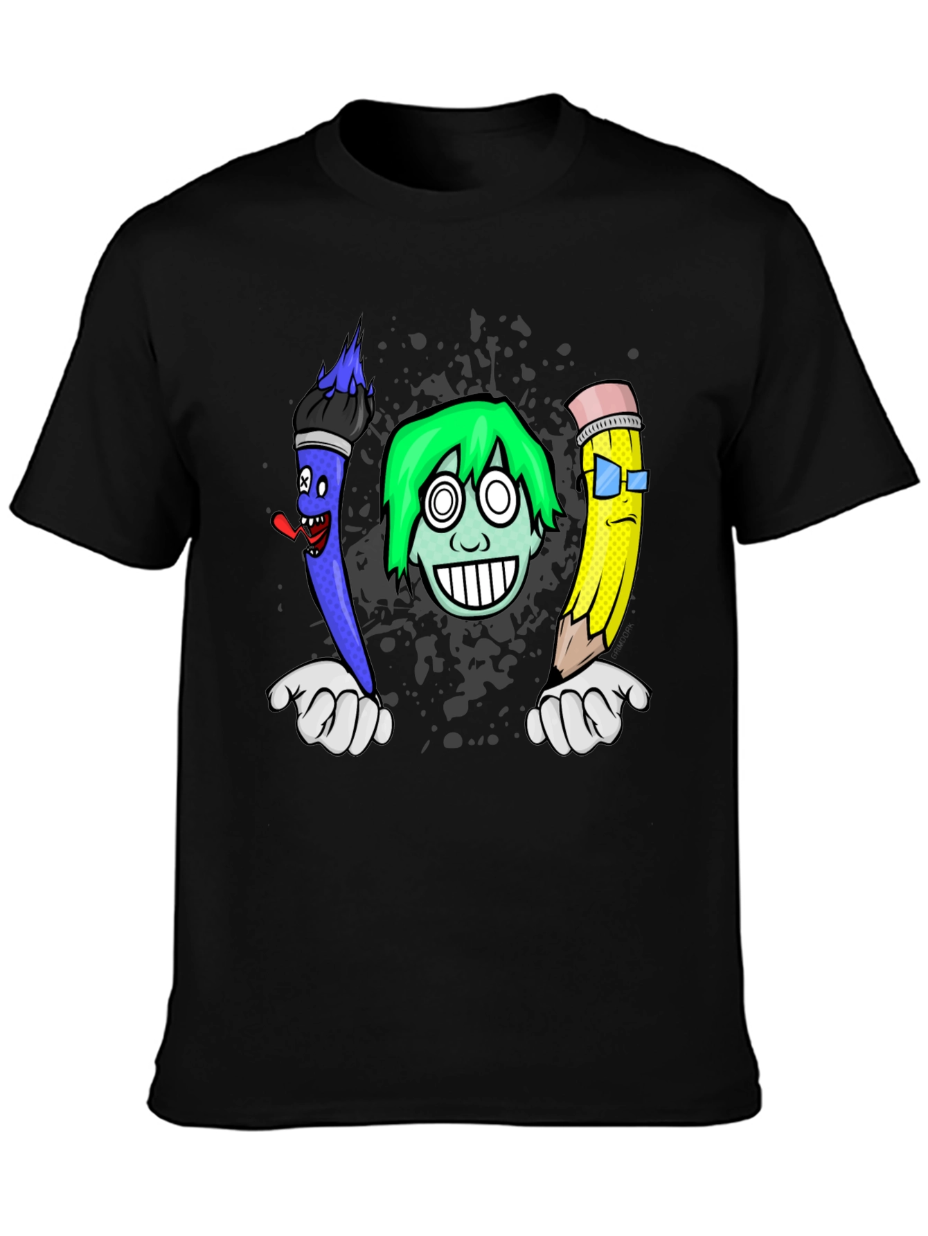 Cartoon Art T-Shirt: Brush Pencil & Character