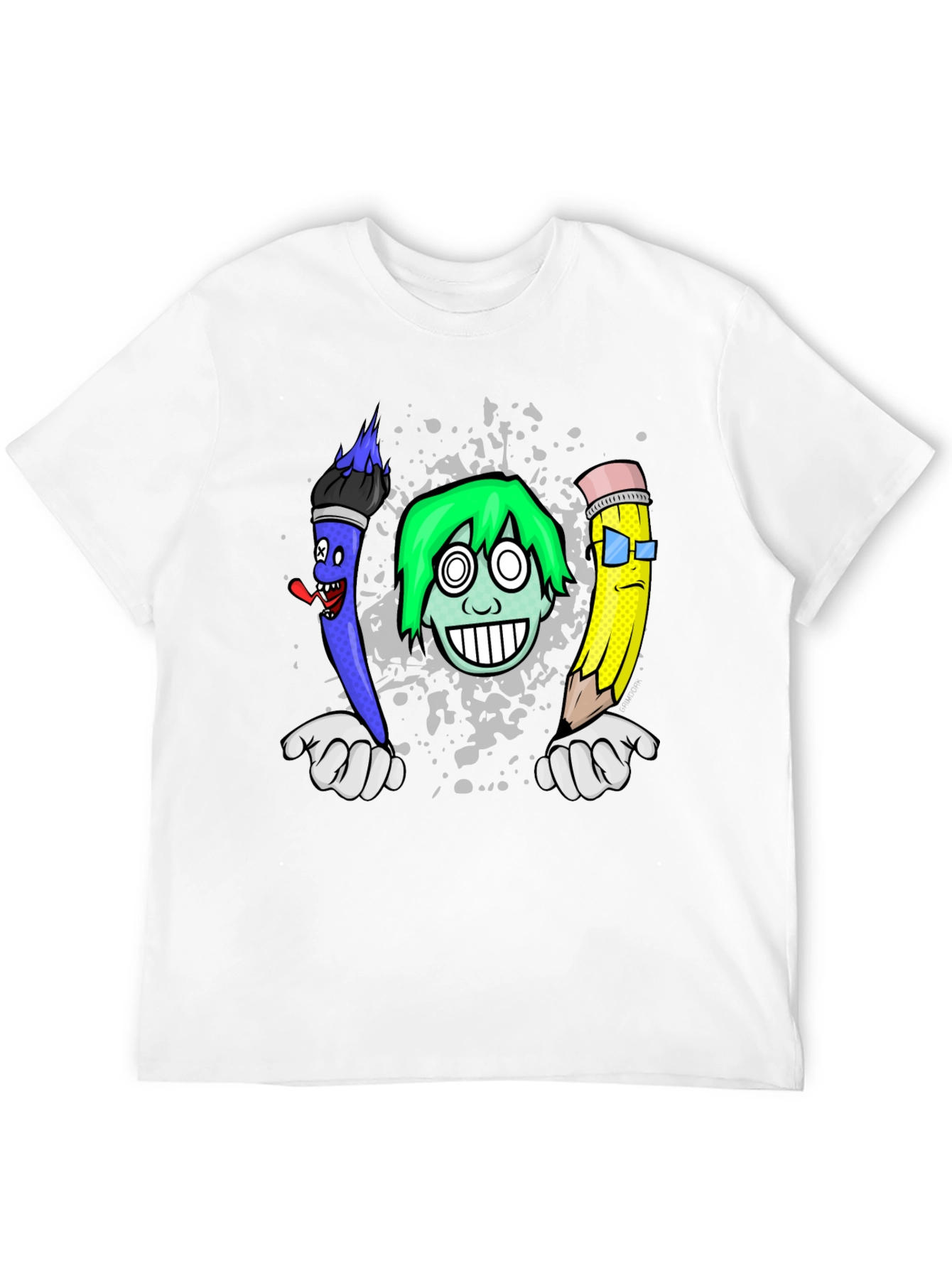 Cartoon Art T-Shirt: Brush Pencil & Character