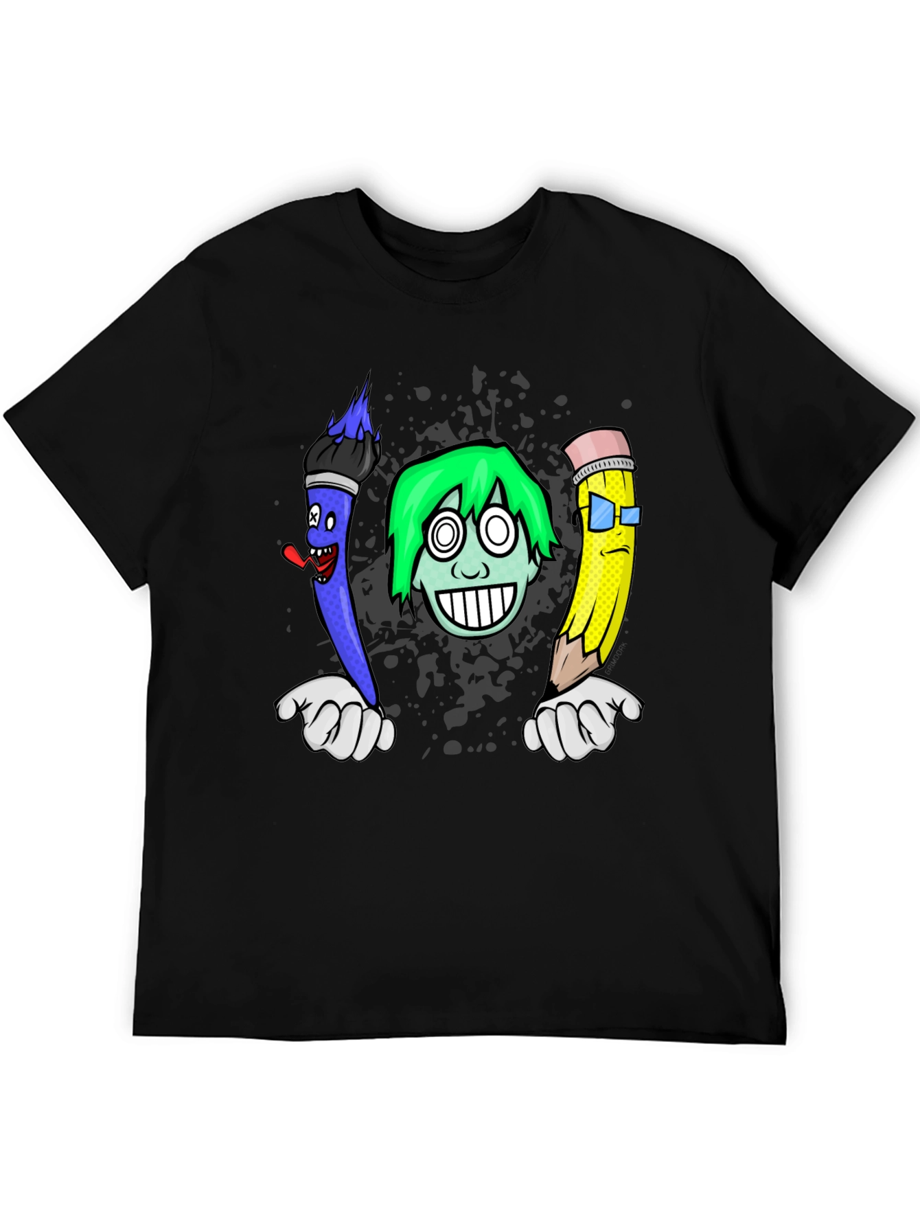Cartoon Art T-Shirt: Brush Pencil & Character