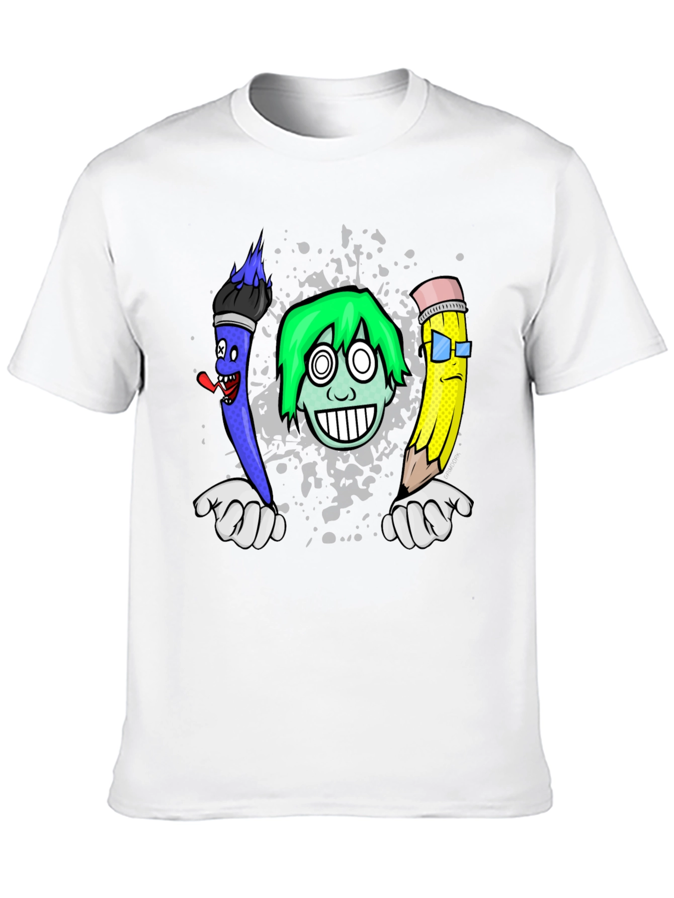 Cartoon Art T-Shirt: Brush Pencil & Character