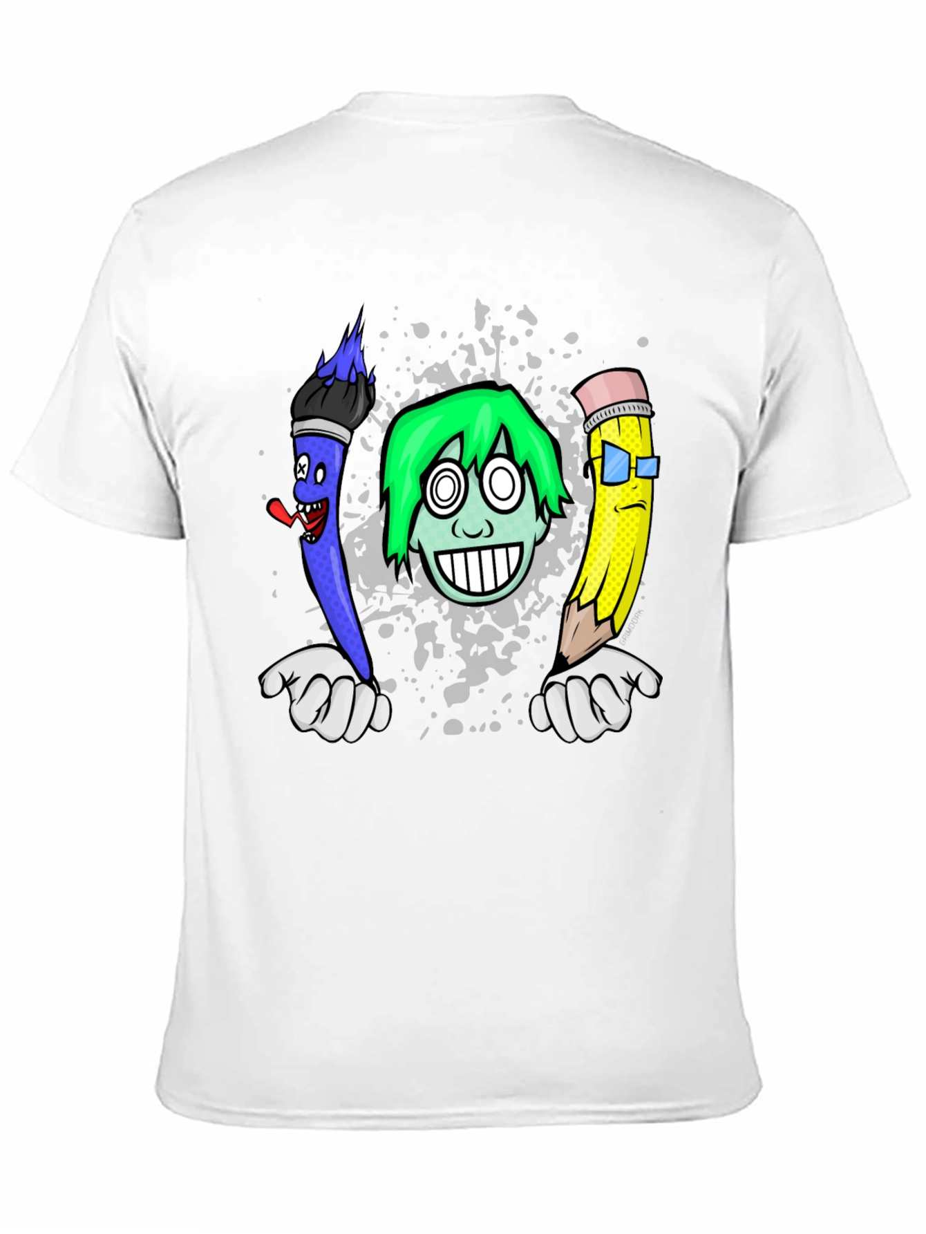 Cartoon Art T-Shirt: Brush Pencil & Character