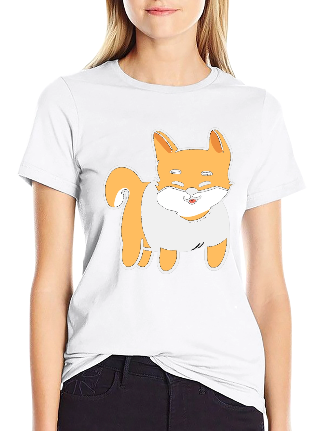 Cute Shiba Inu Dog Graphic Tee - Black T-Shirt
