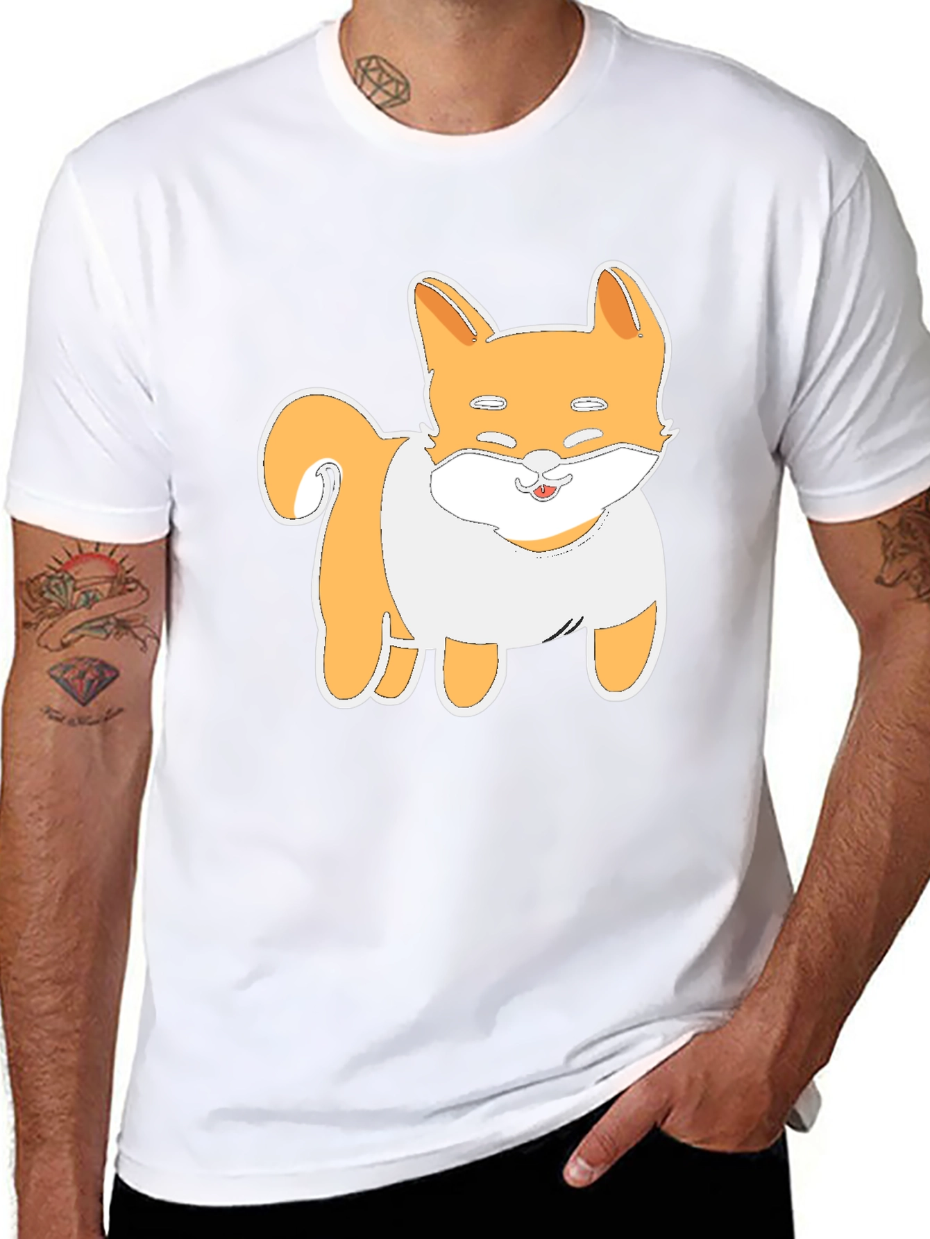 Cute Shiba Inu Dog Graphic Tee - Black T-Shirt