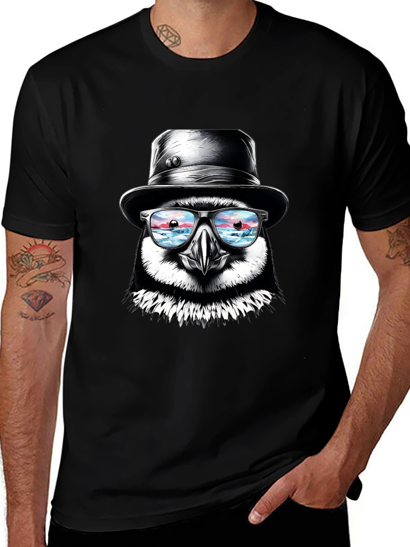 Puffin with Hat and Glasses T-Shirt