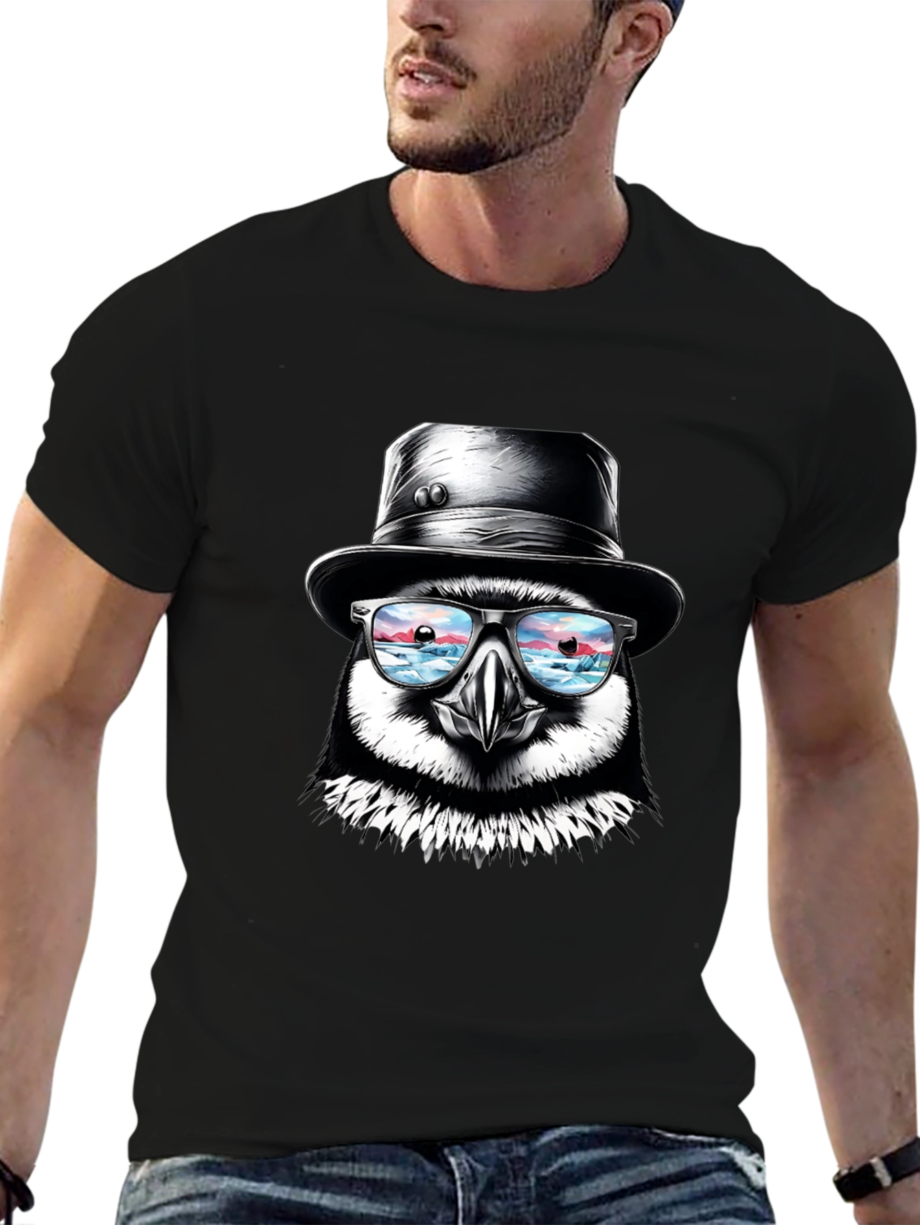 Puffin with Hat and Glasses T-Shirt