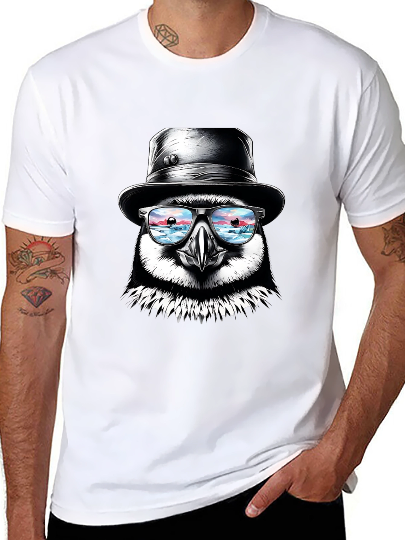 Puffin with Hat and Glasses T-Shirt