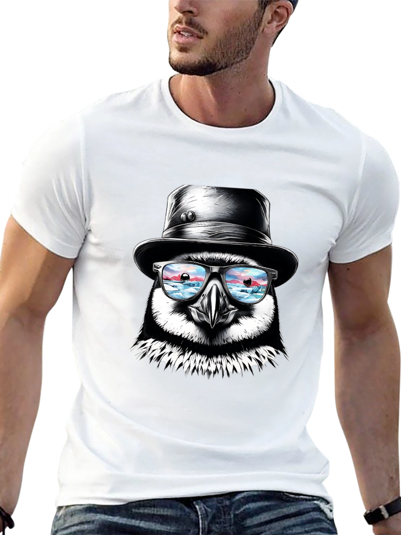 Puffin with Hat and Glasses T-Shirt