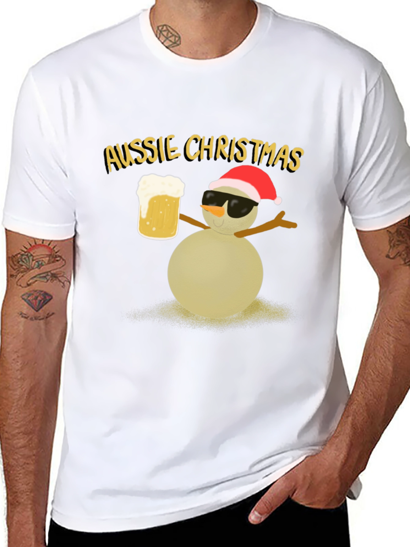 Aussie Christmas Snowman Graphic Tee
