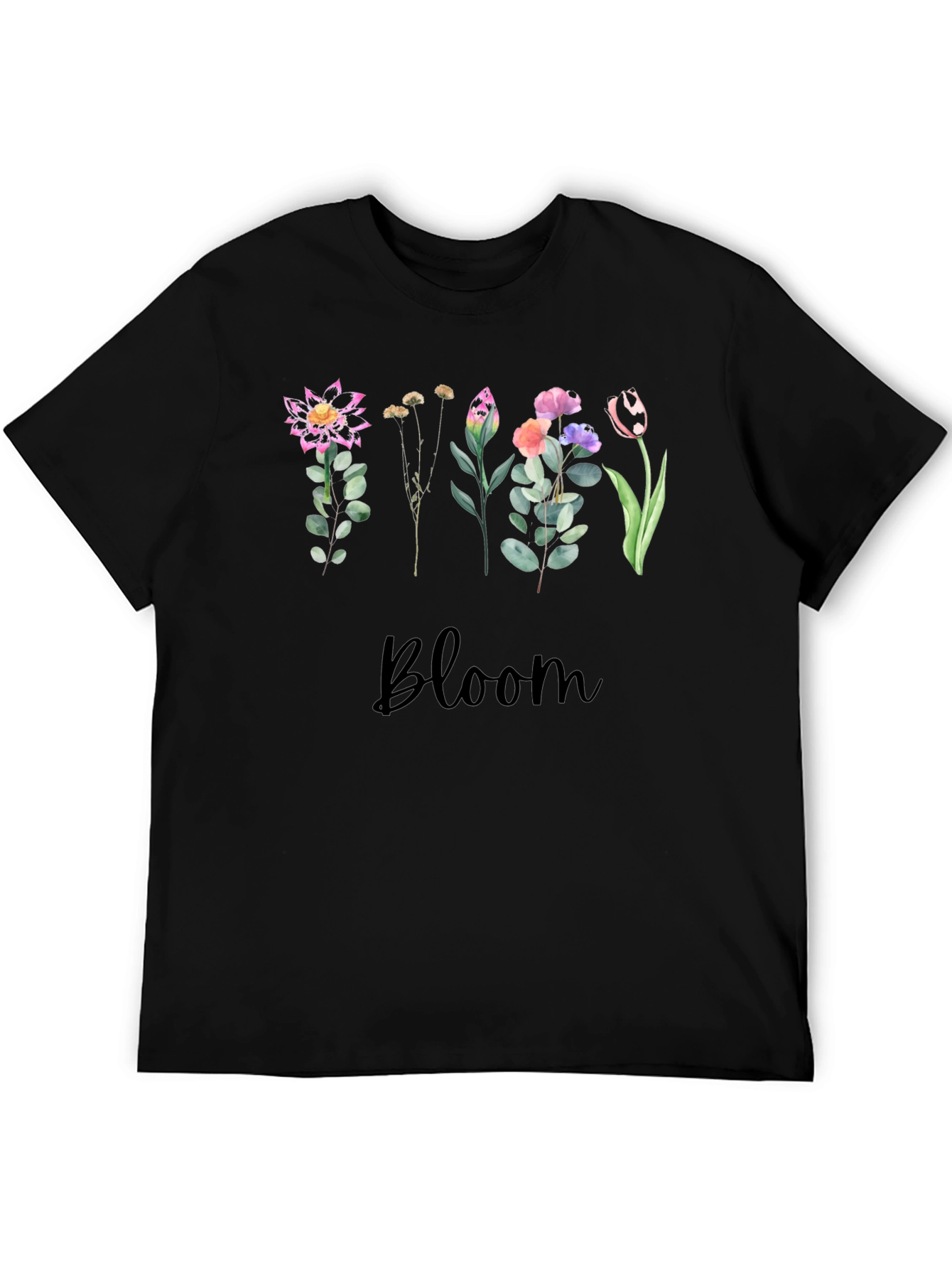 Floral Bloom Black T-Shirt